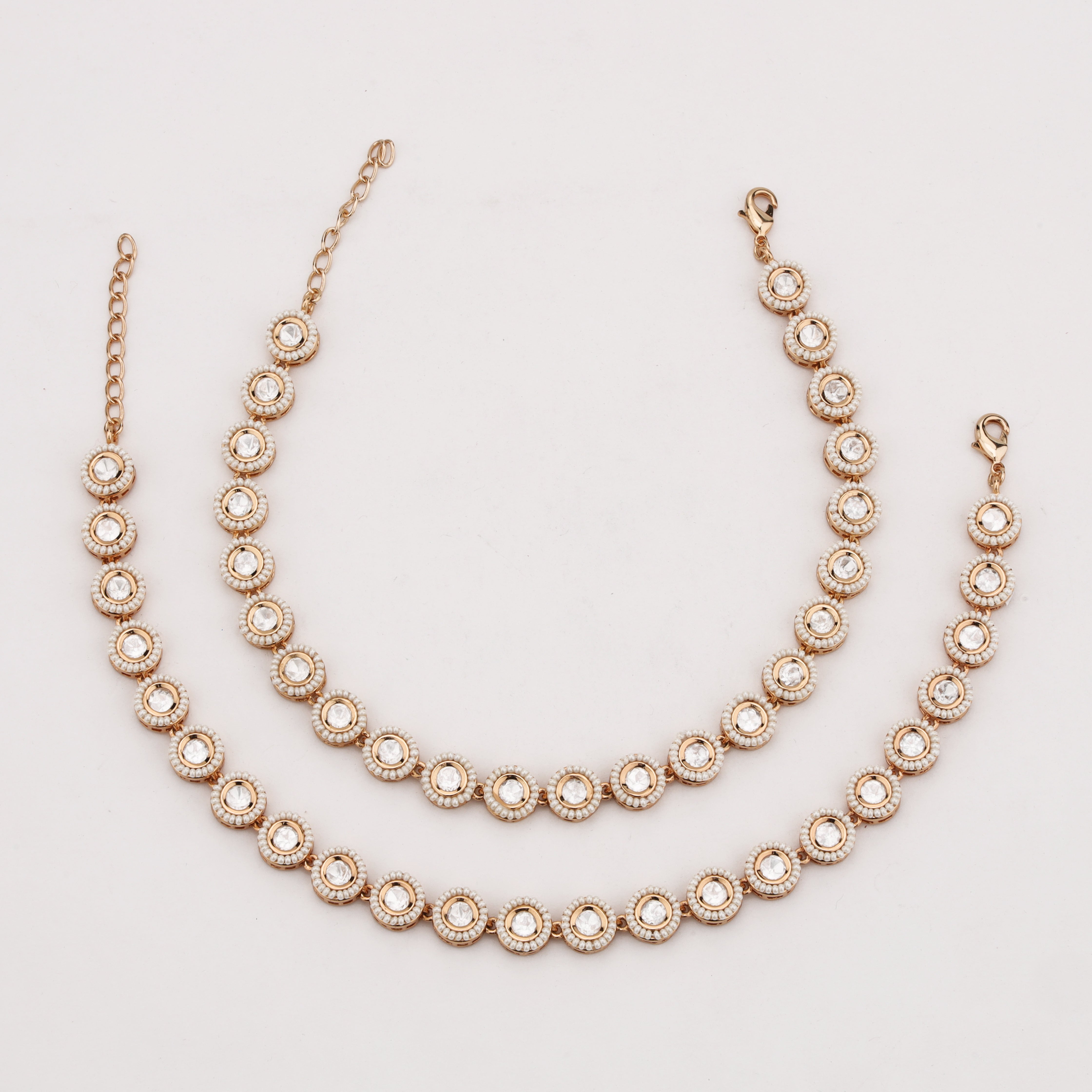 Halo Crystal Charm Anklet featuring circular crystal motifs by US Catalog