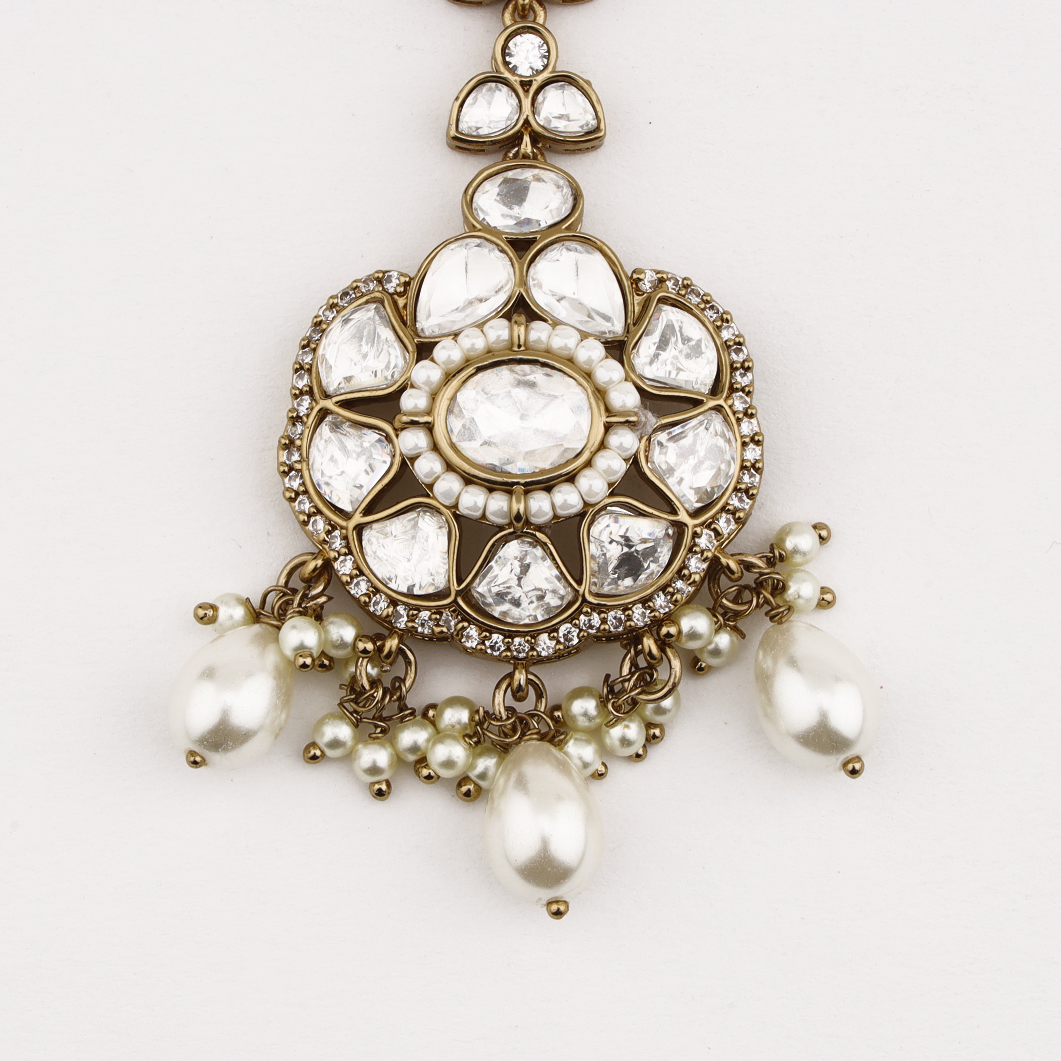 Pearl Bloom Crystal Maang Tika