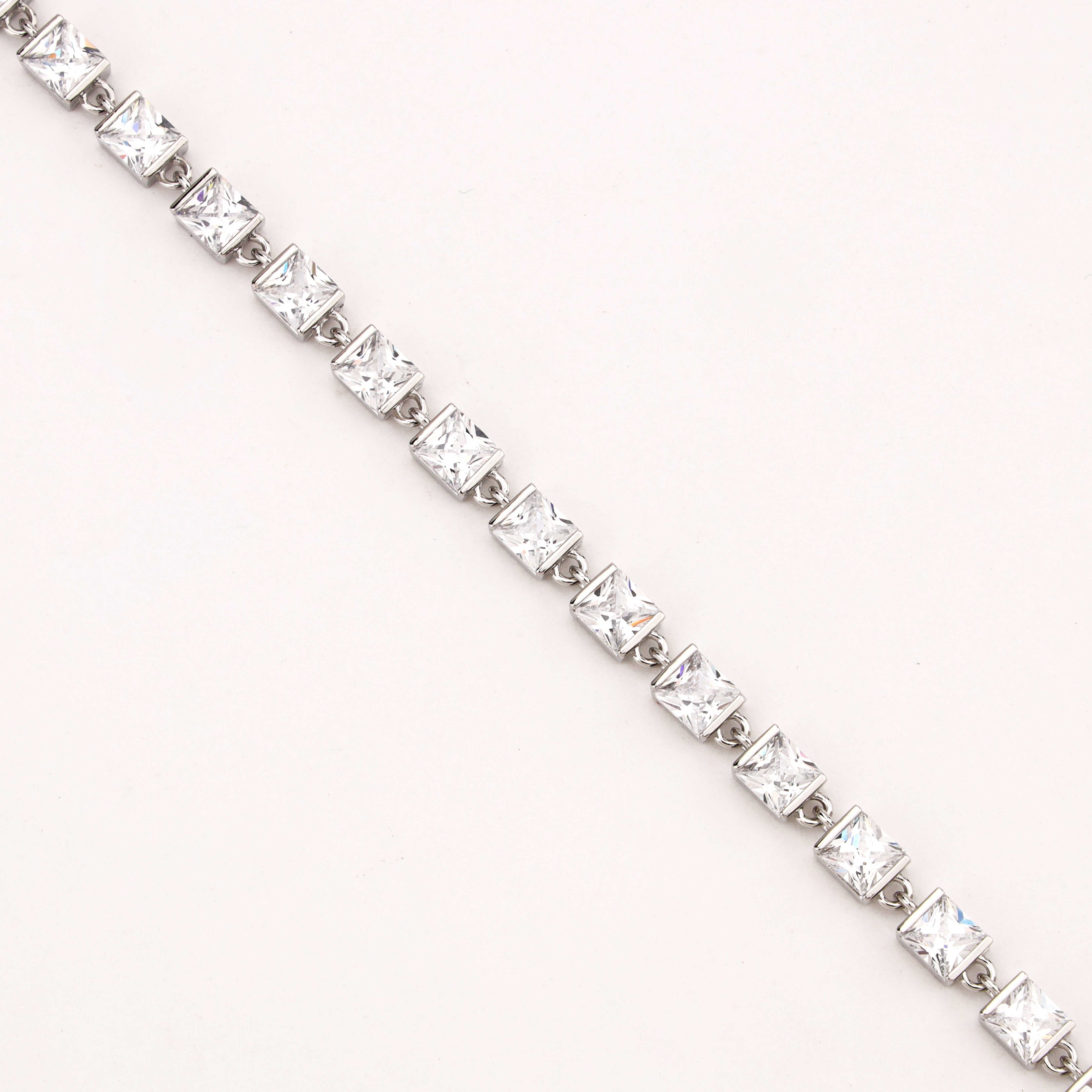 Square Crystal Link Tennis Bracelet