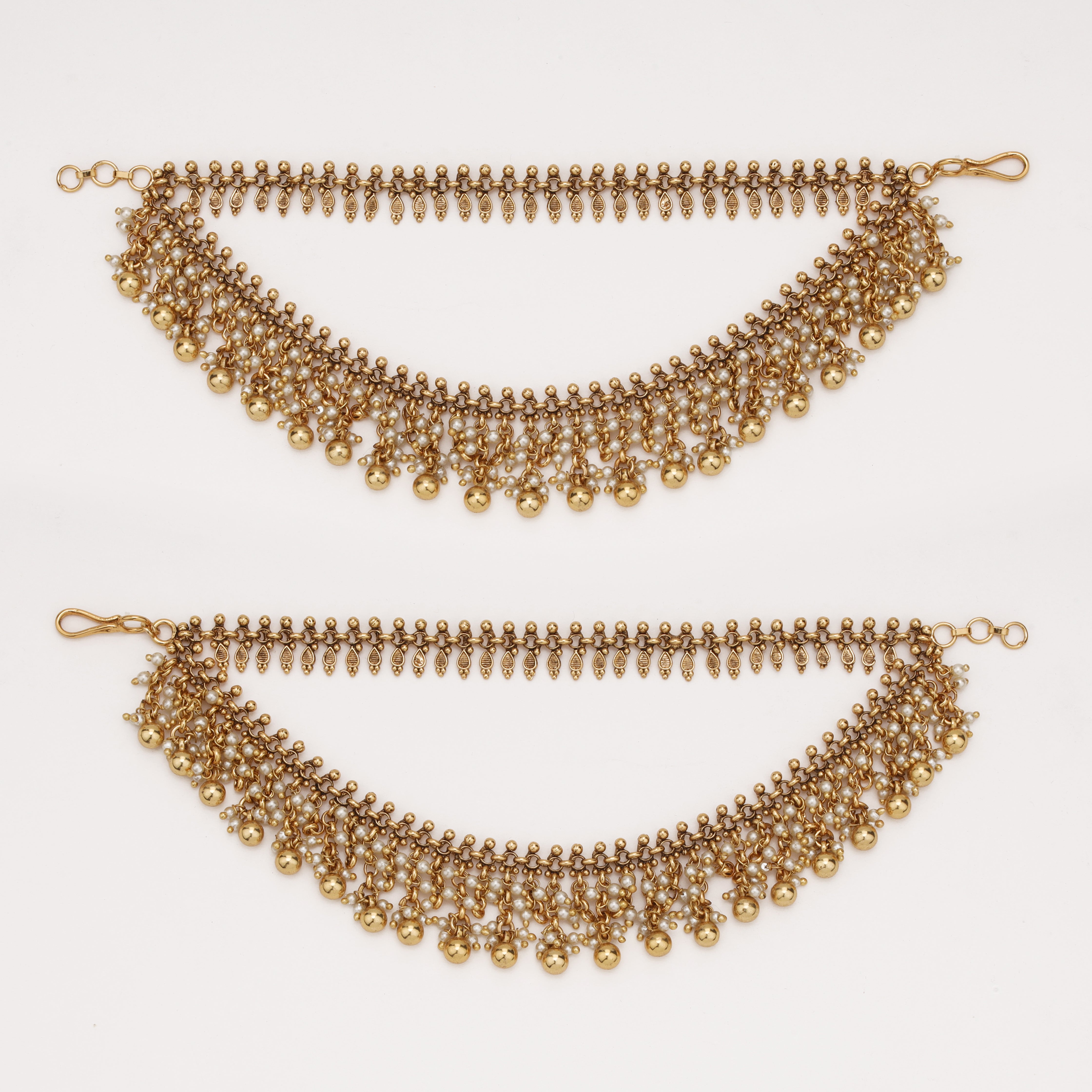 Rajwadi Pearl Fringe Ear Chain with pearl tassel detailing by US Catalog