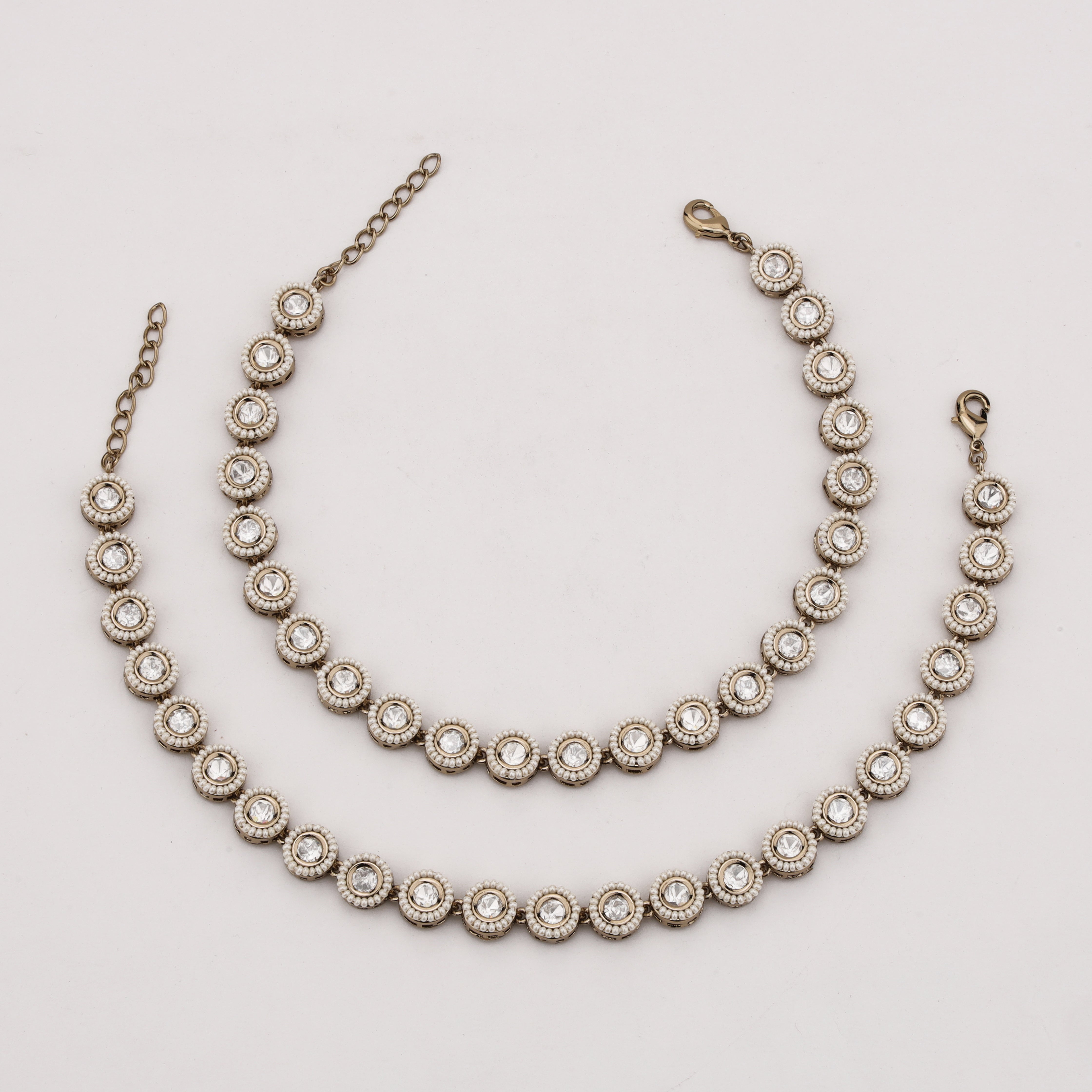 Luxury Crystal Halo Statement Anklet with Ivory Detailing by US Catalog