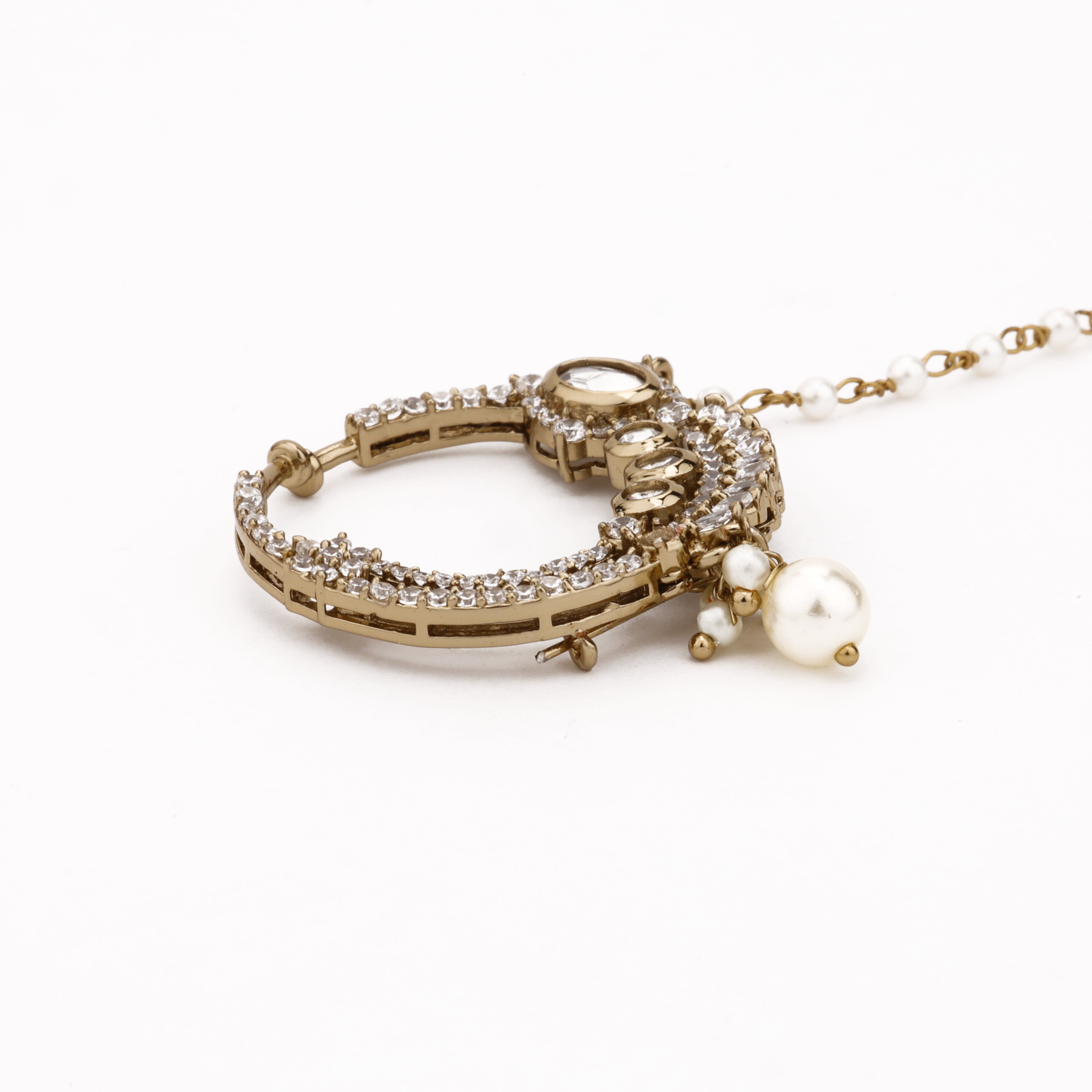 Noor Crystal Pearl Nath with Chain