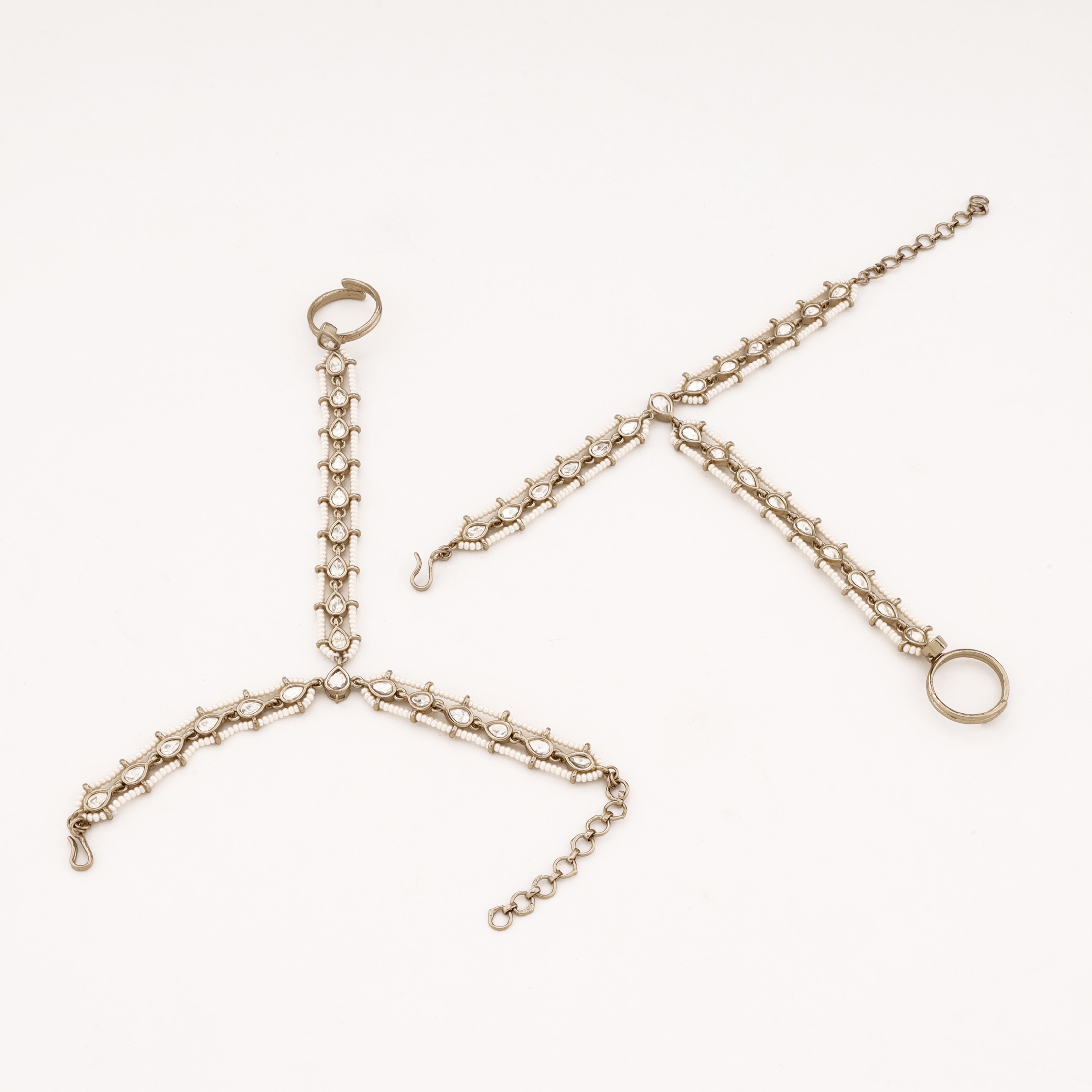 Silver Teardrop Beaded Pocha