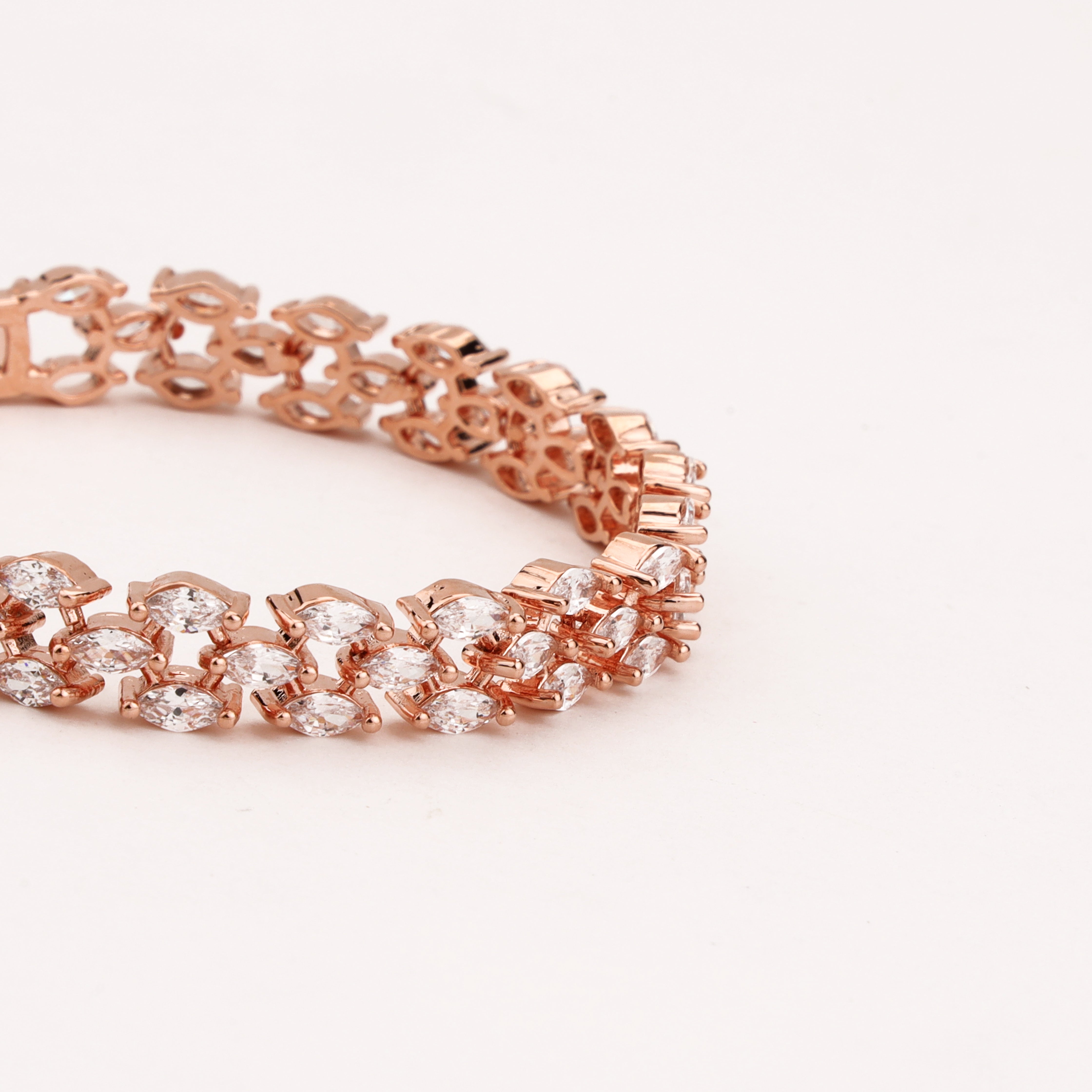Rose Gold Marquise Crystal Tennis Bracelet