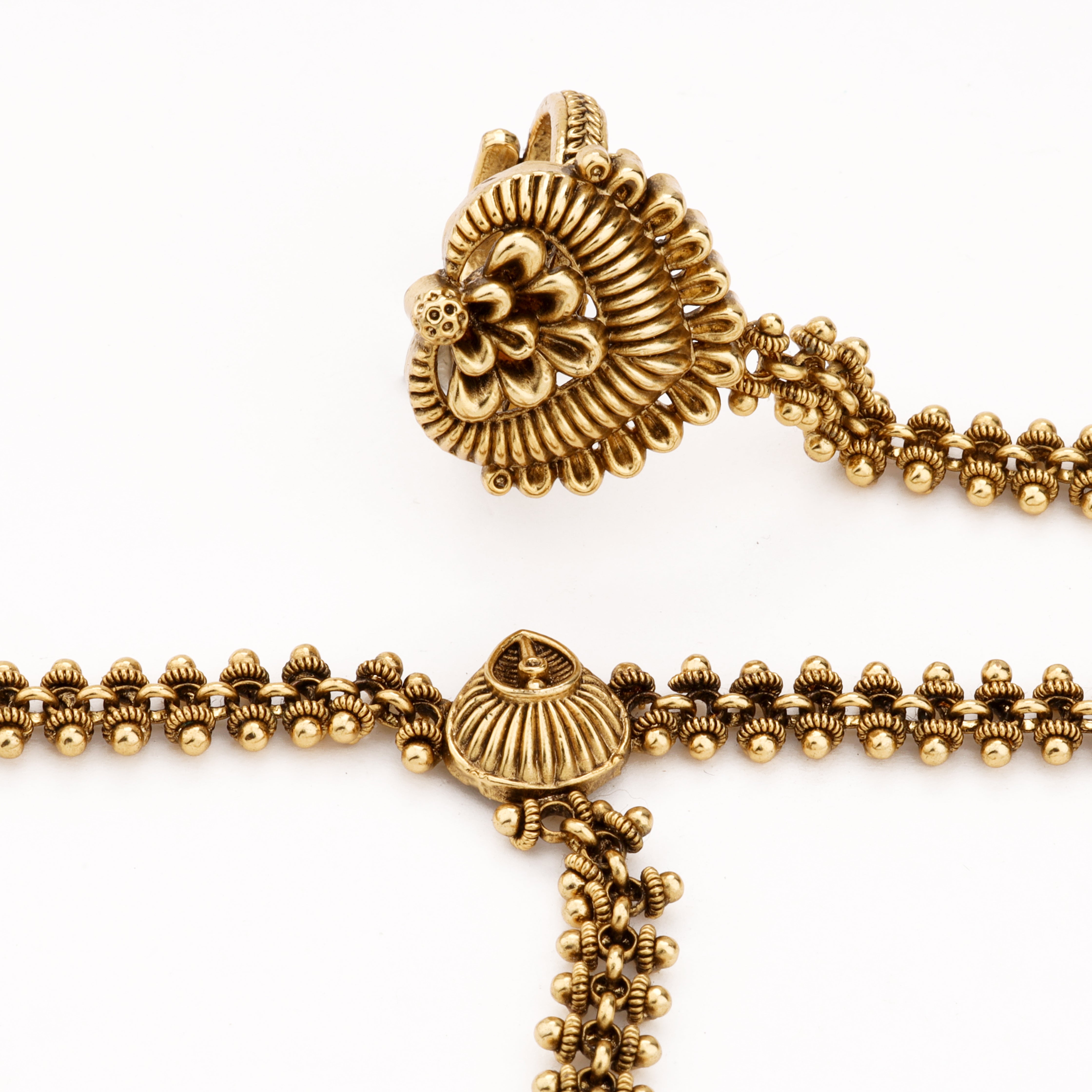 Antique Paisley Beaded Chain Hathphool