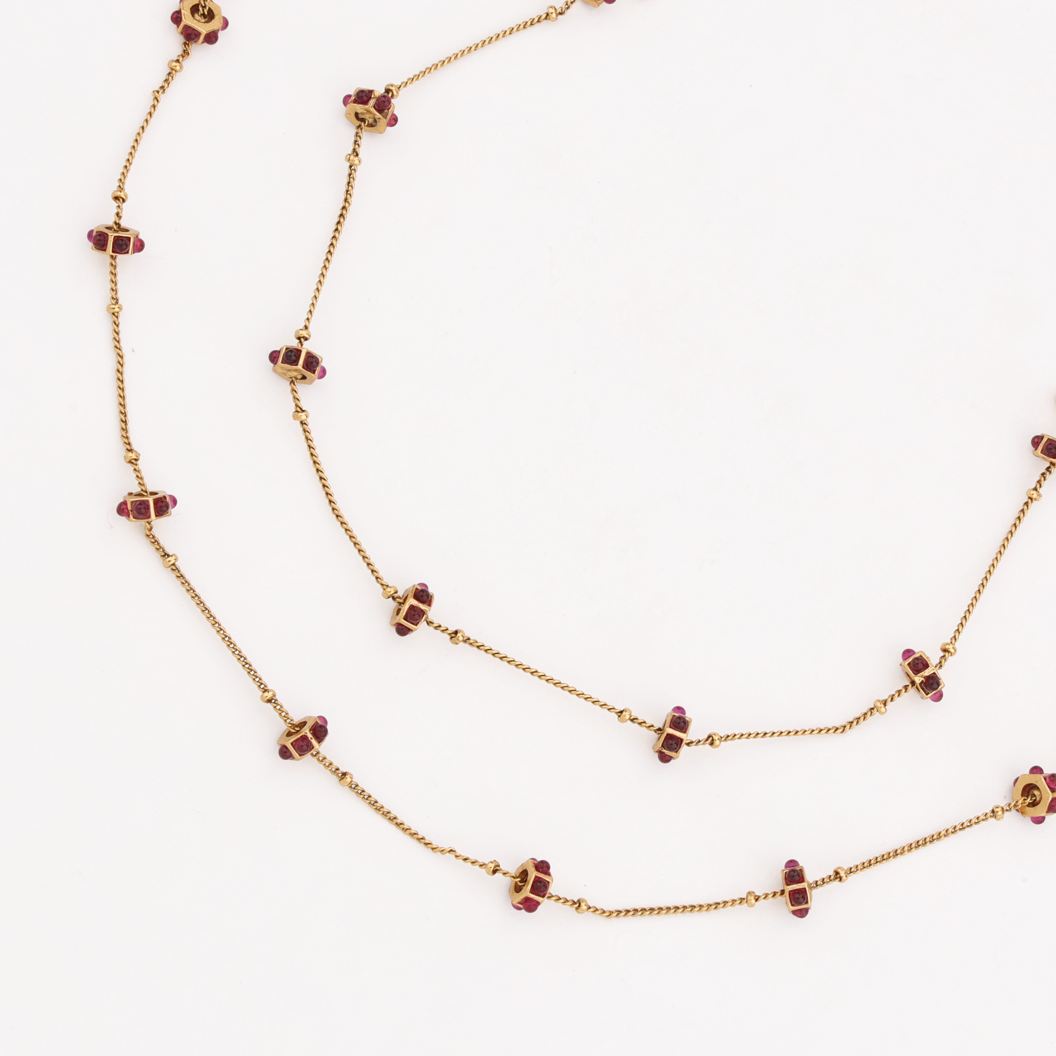 Minimal Ruby Beaded Chain Anklet with Gold Finish by US Catalog