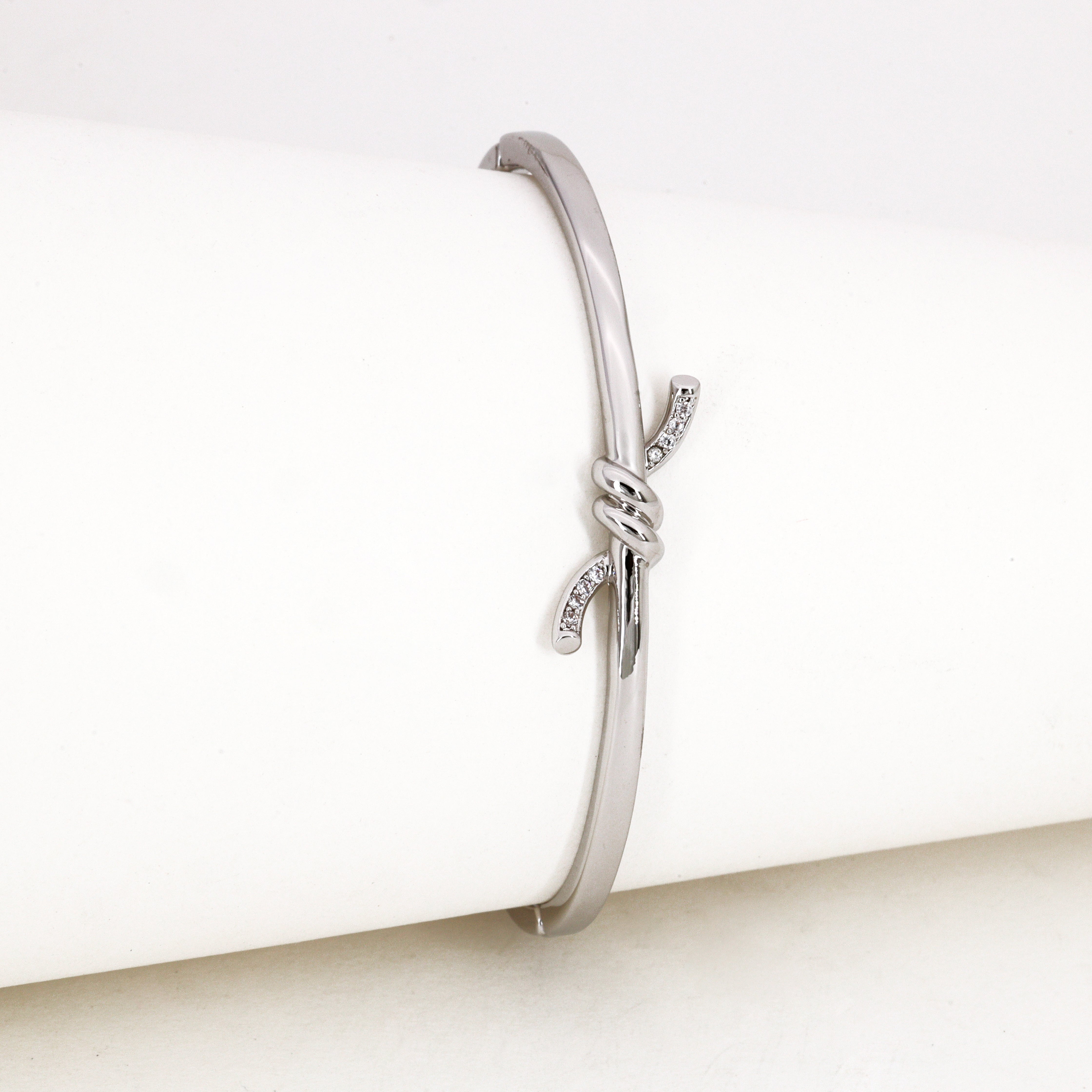 Silver Tone Crystal Knot Western Bracelet