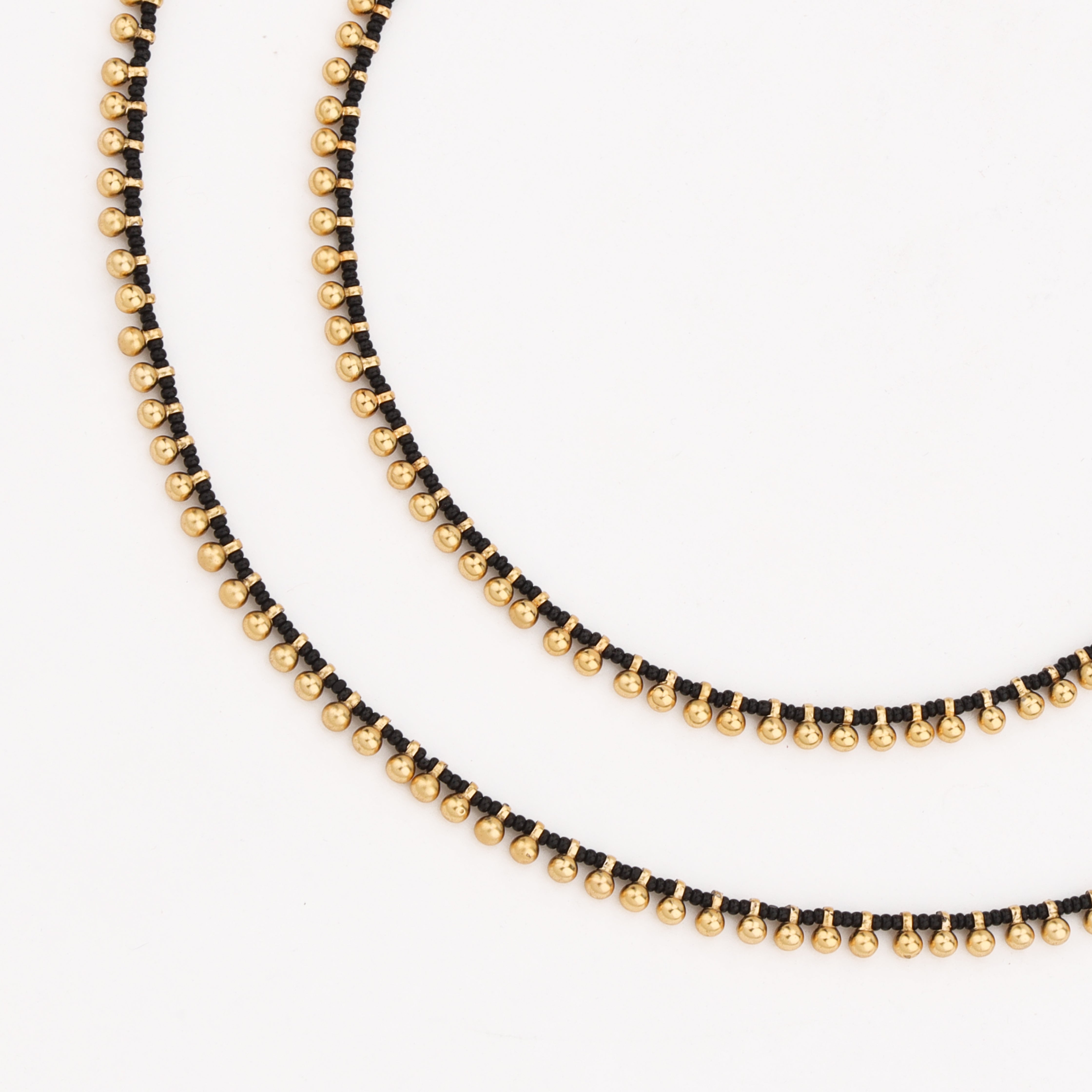 Traditional Black Bead Gold Tone Payal with delicate bead detailing by US Catalog