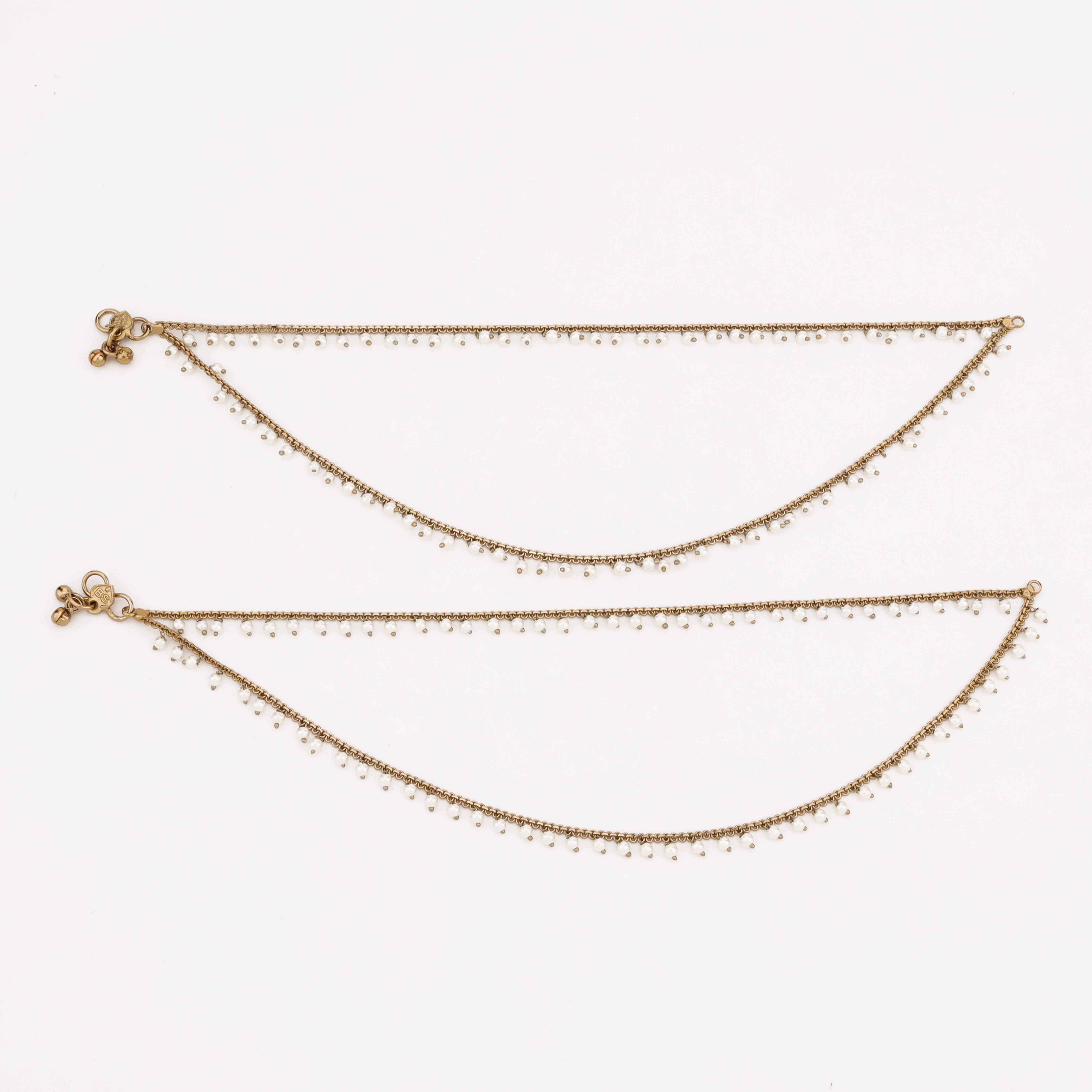 Delicate Pearl Layered Chain Anklet with Gold Finish by US Catalog