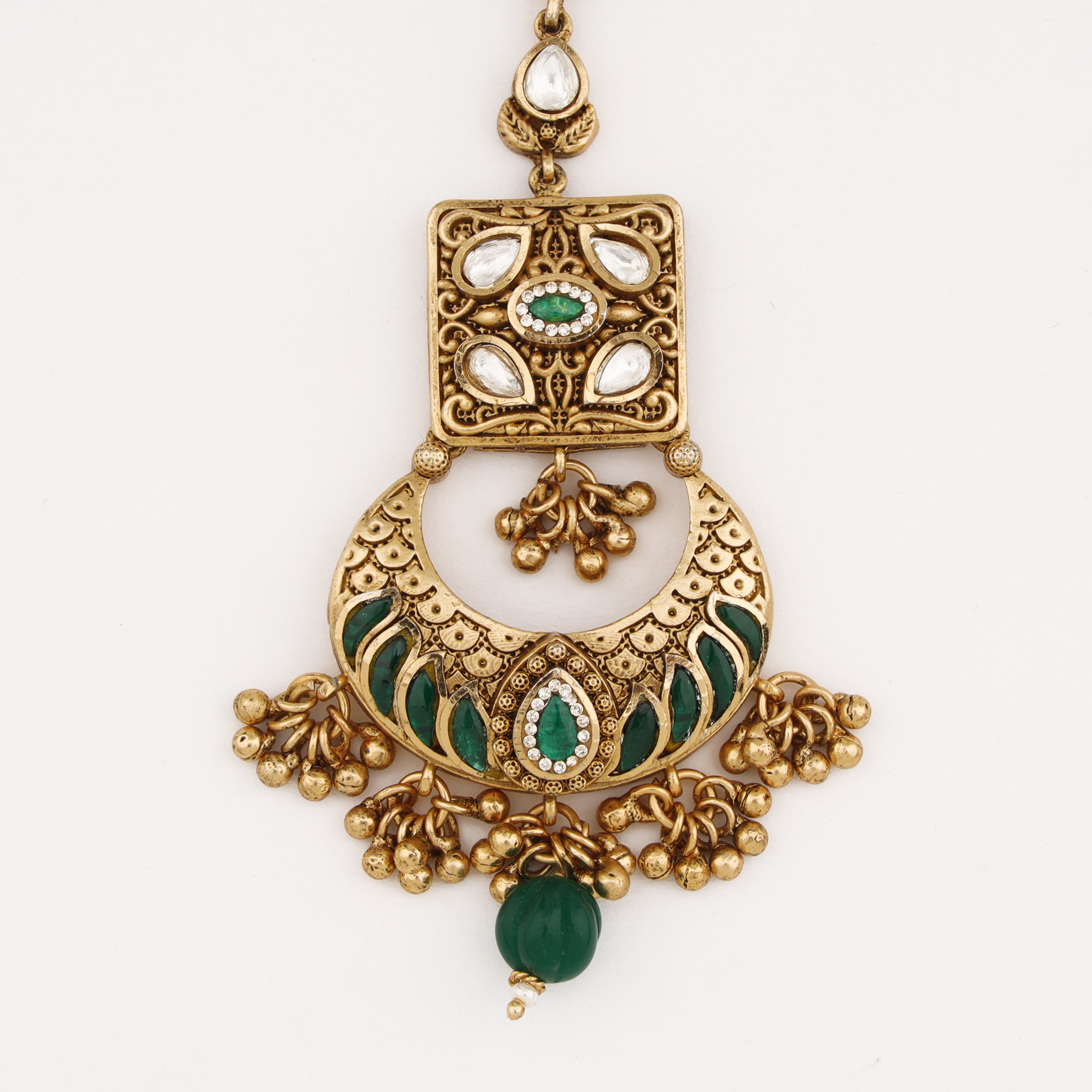 Emerald Crescent Heritage Maang Tika