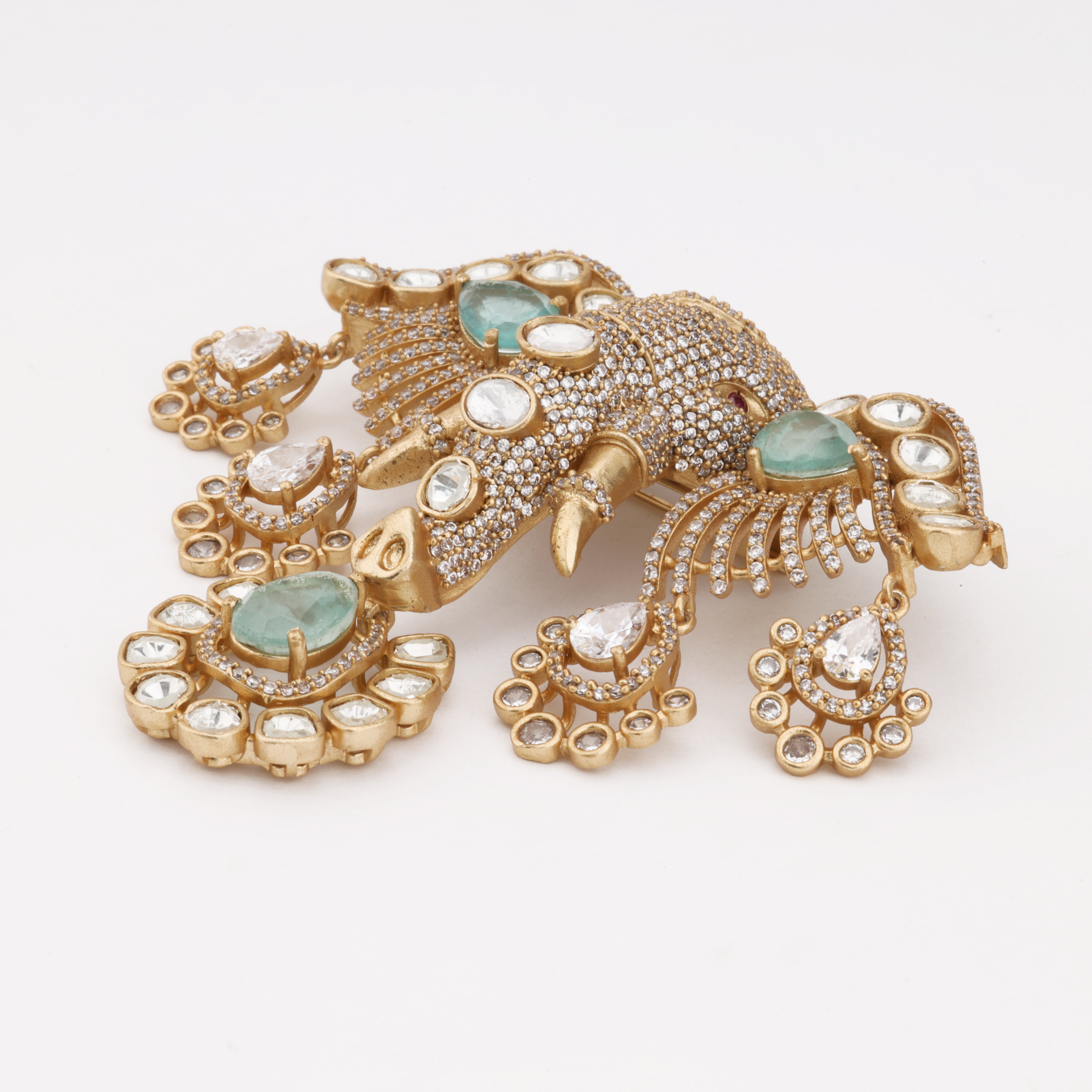Celestial Gajraaj Majesty Crystal Statement Brooch
