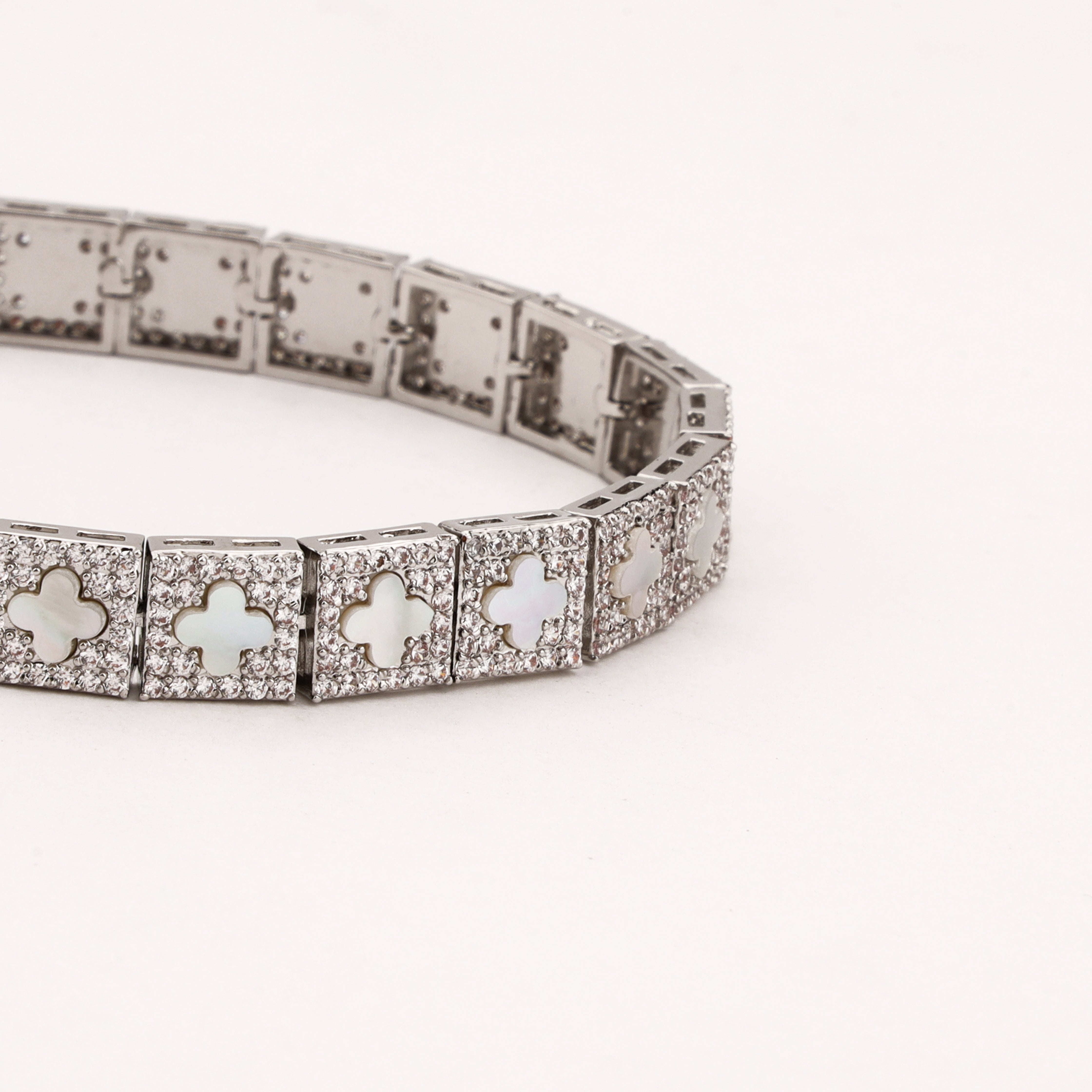 Silver-tone Clover Tennis Bracelet