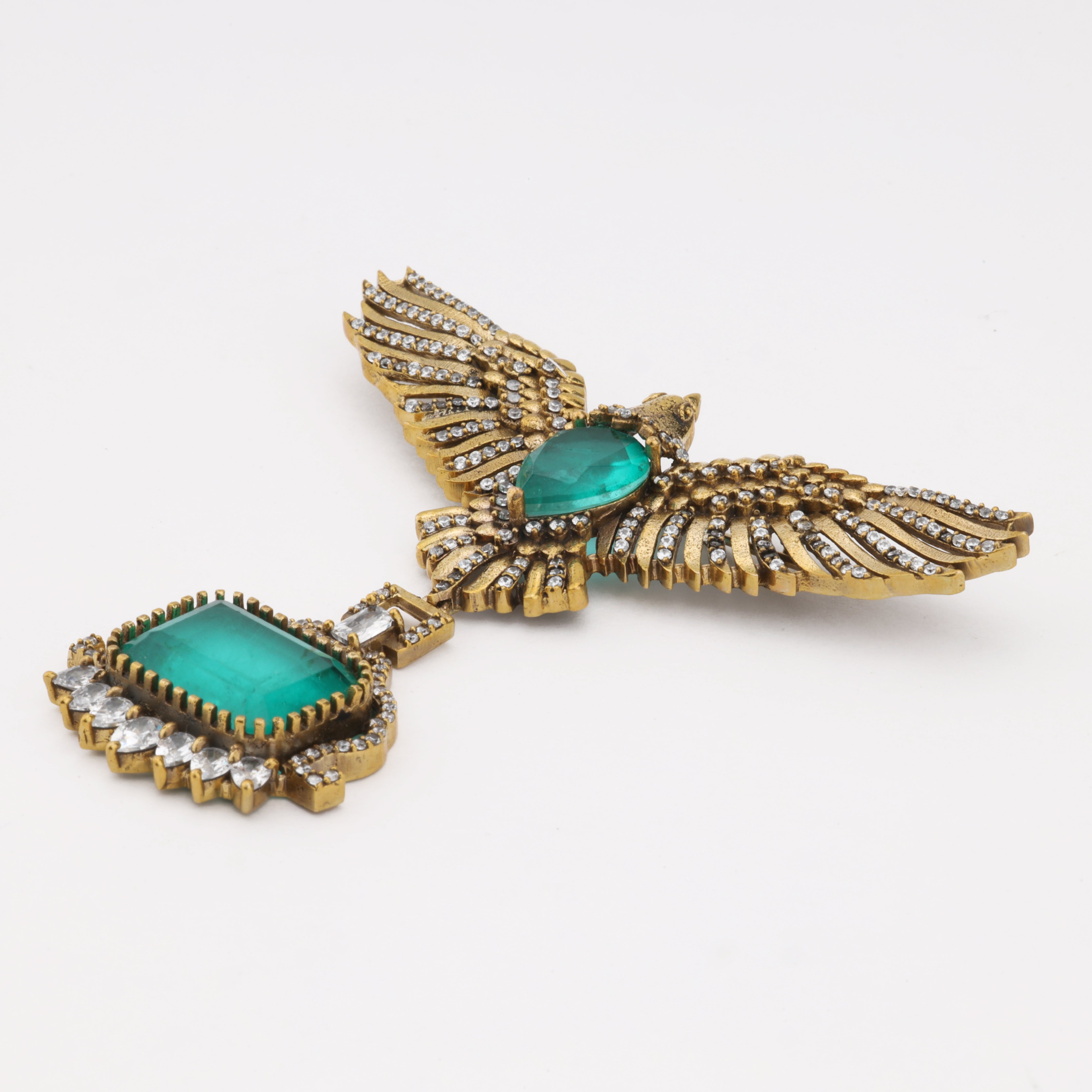 Emerald Phoenix Sovereign Crystal Statement Brooch