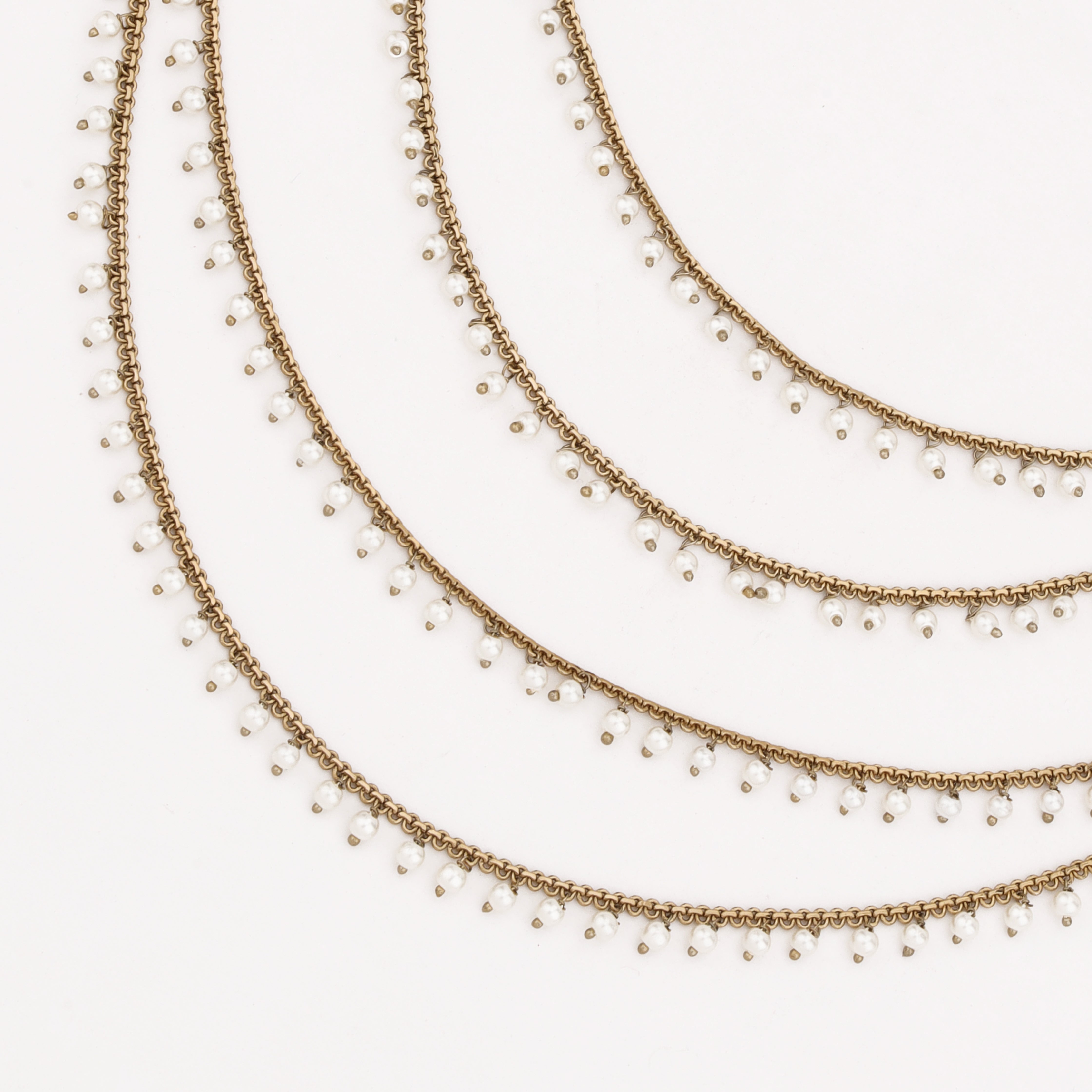 Delicate Pearl Layered Chain Anklet with Gold Finish by US Catalog