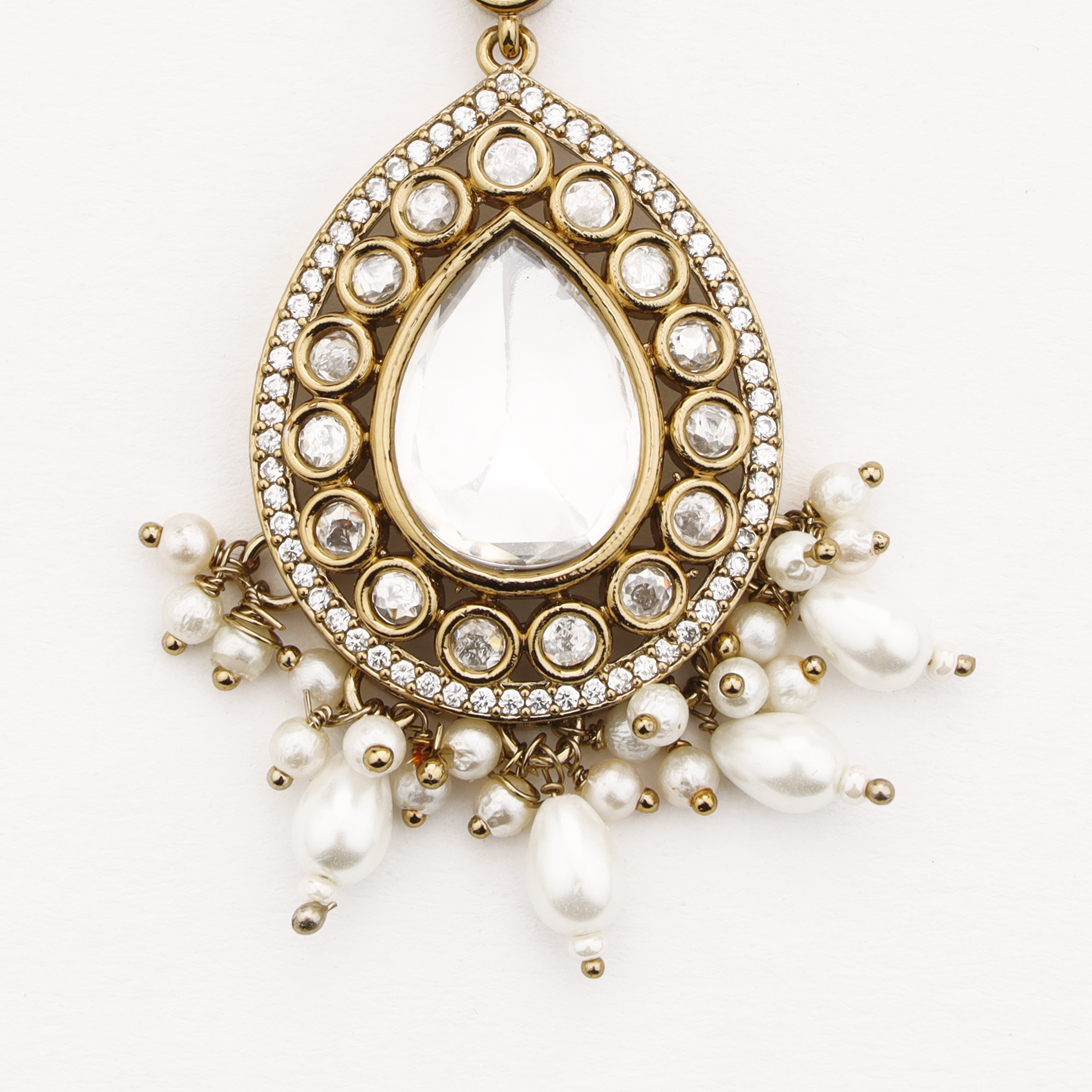 Pearl Teardrop Crystal Maang Tika