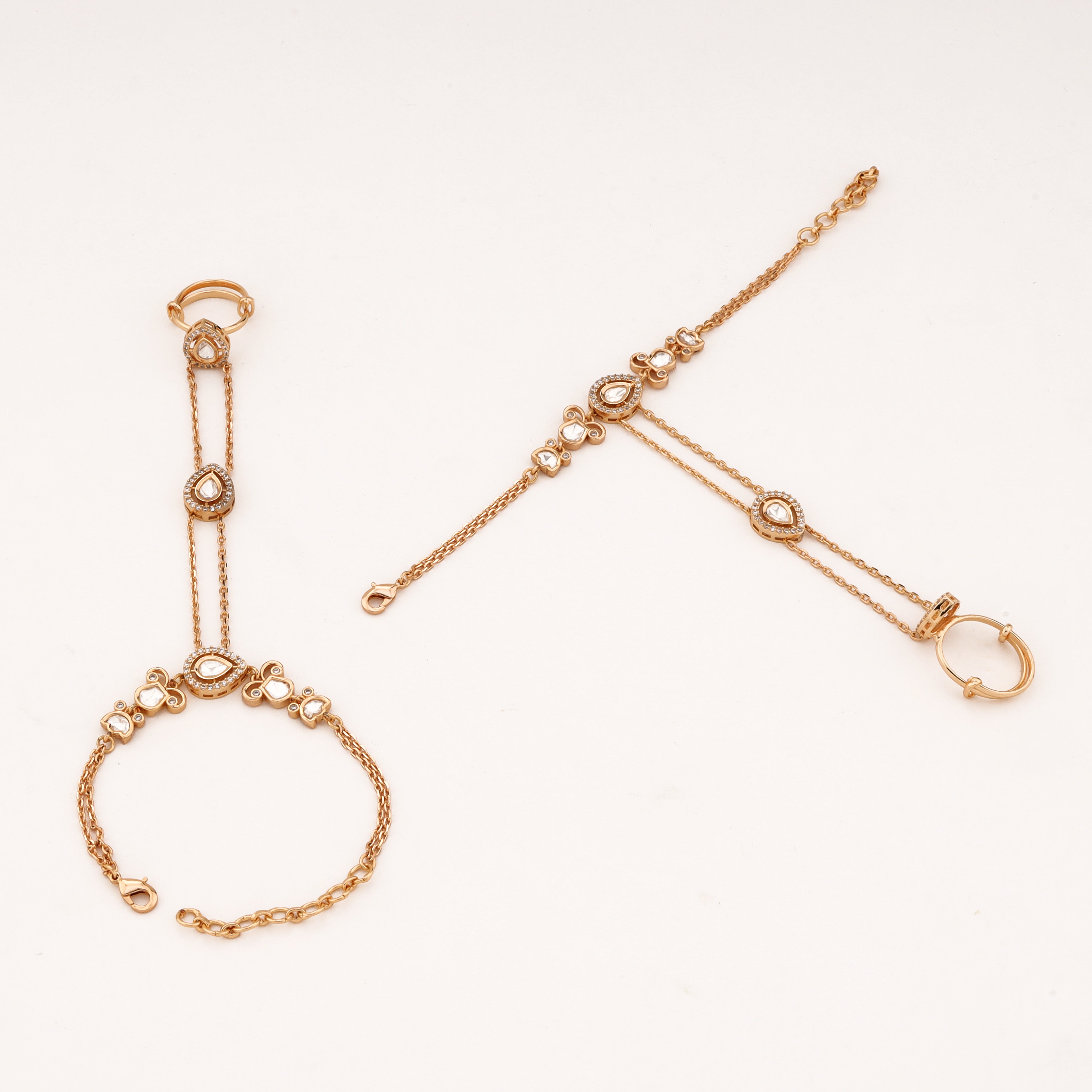 Rose Gold Teardrop Double Chain Pocha