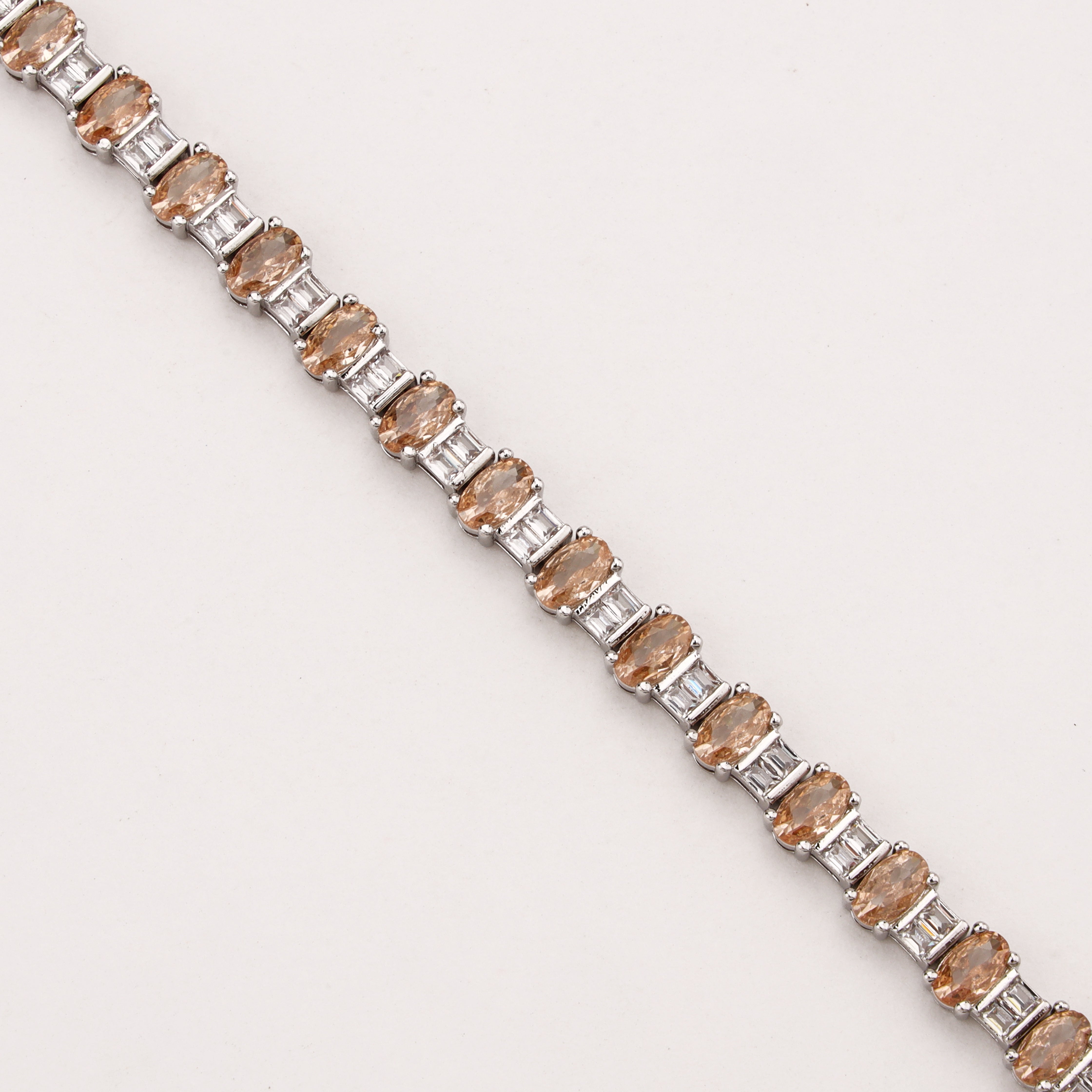 Oval Champagne Crystal Tennis Bracelet