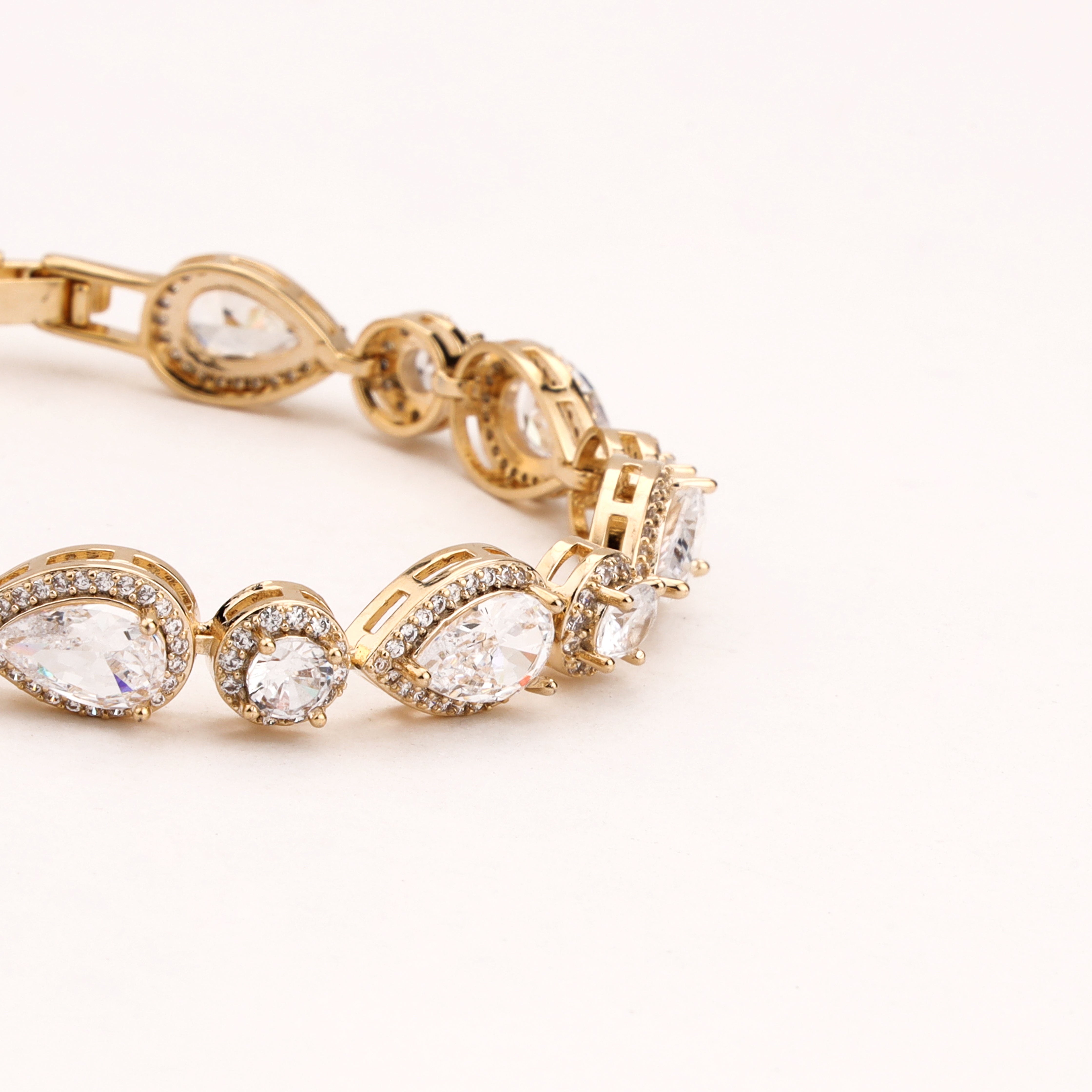 Pear Halo Crystal Tennis Bracelet