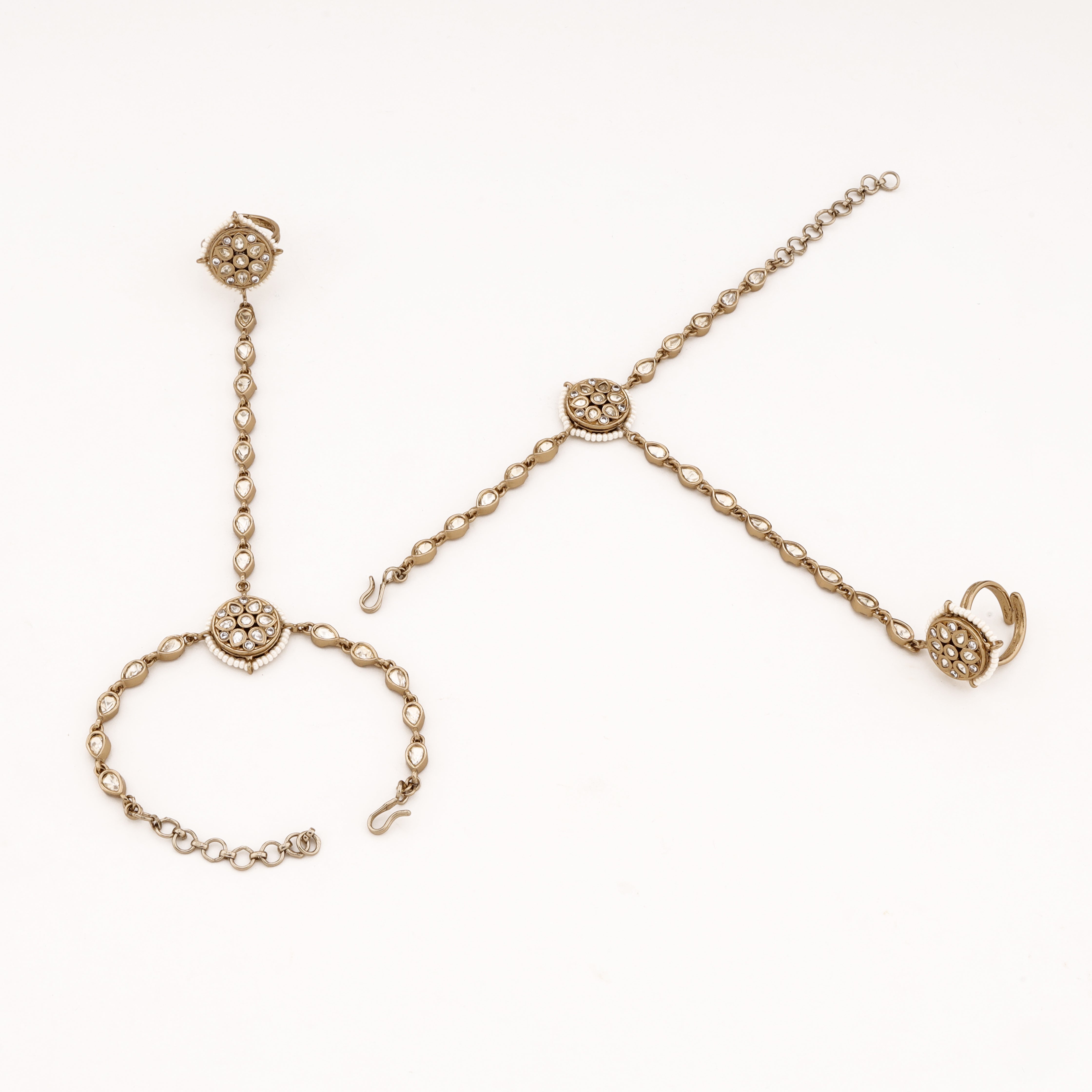 Antique Silver Pearl Halo Kundan Pocha