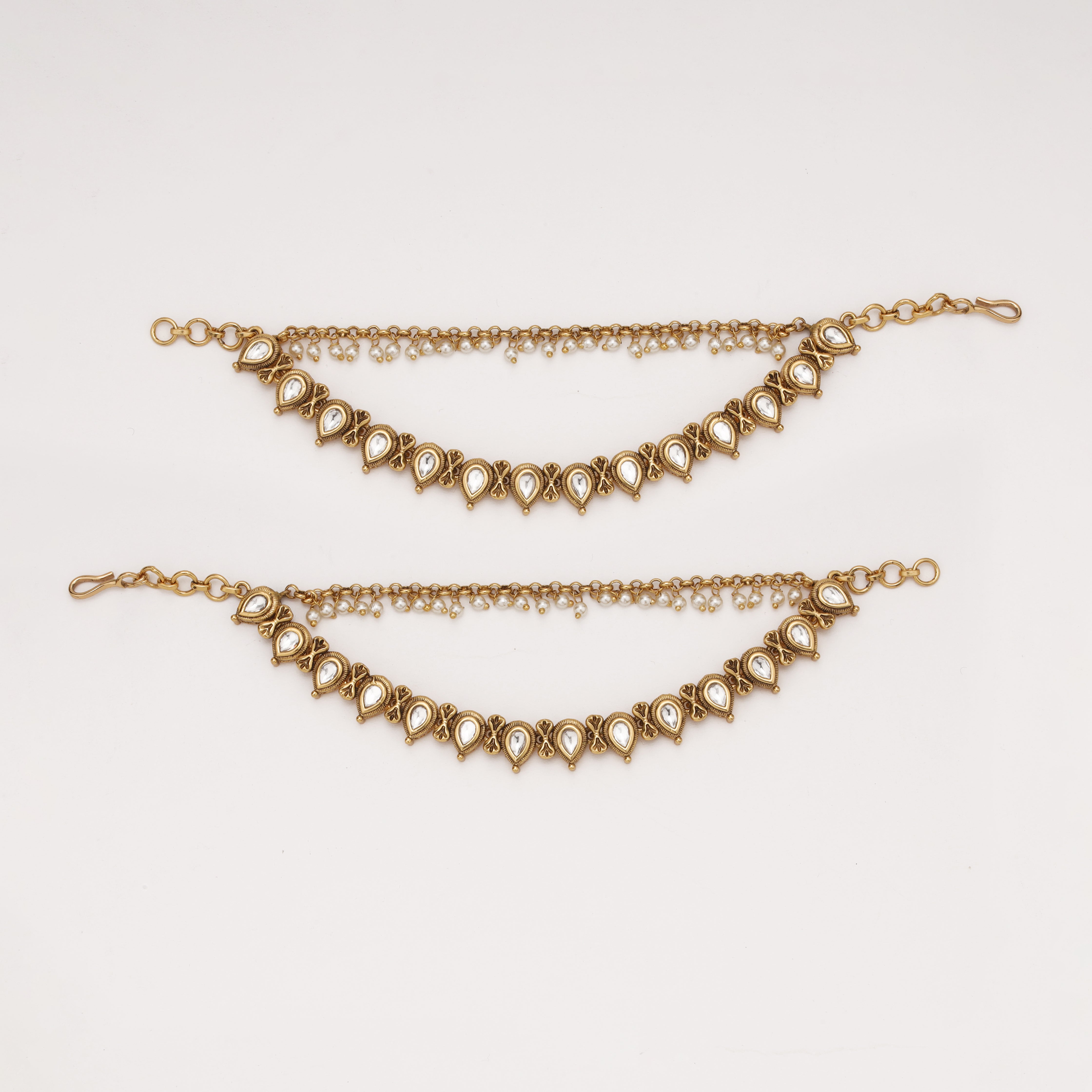 Regal Pearl Teardrop Ear Chain with pearl fringe detailing by US Catalog