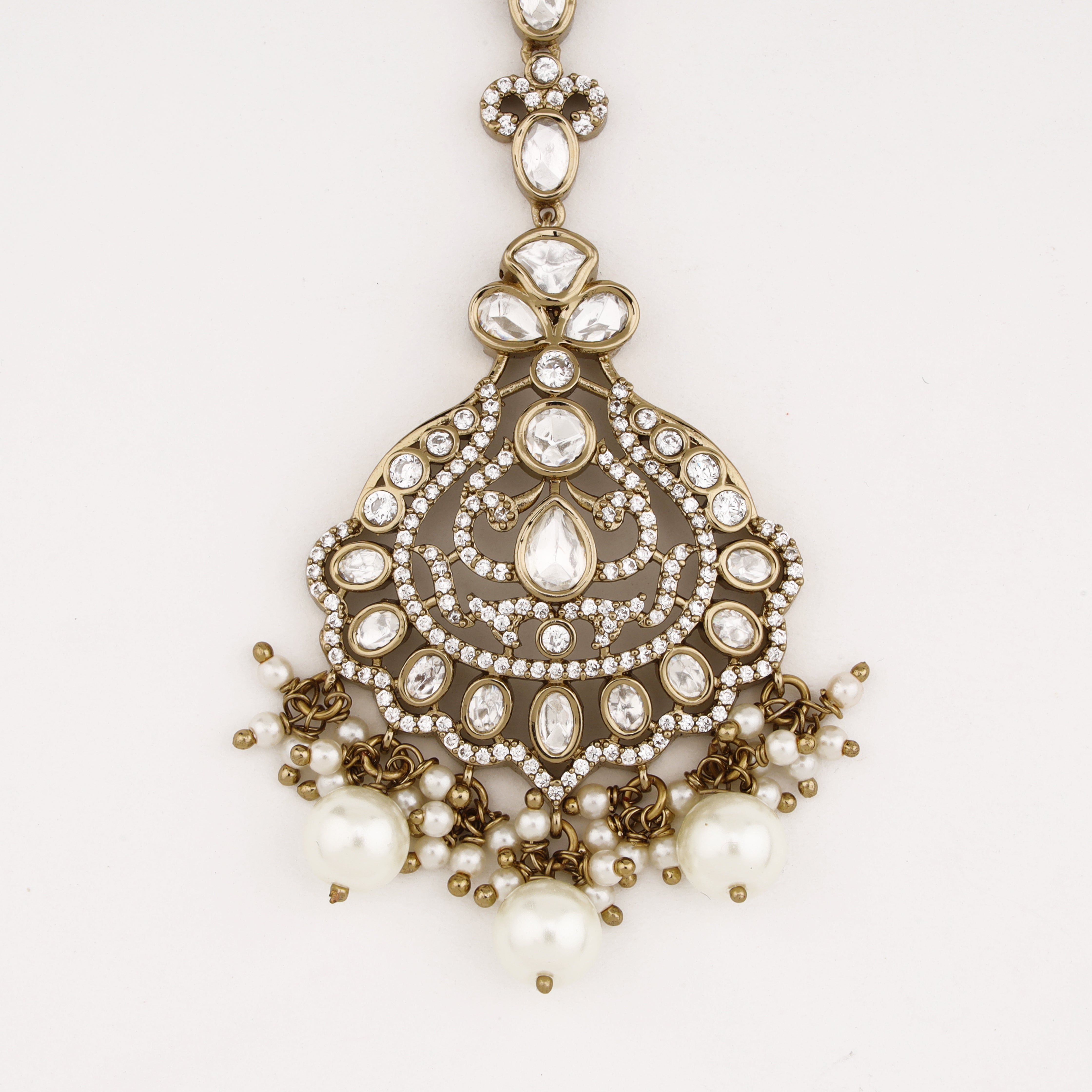 Pearl Bloom Crystal Maang Tika