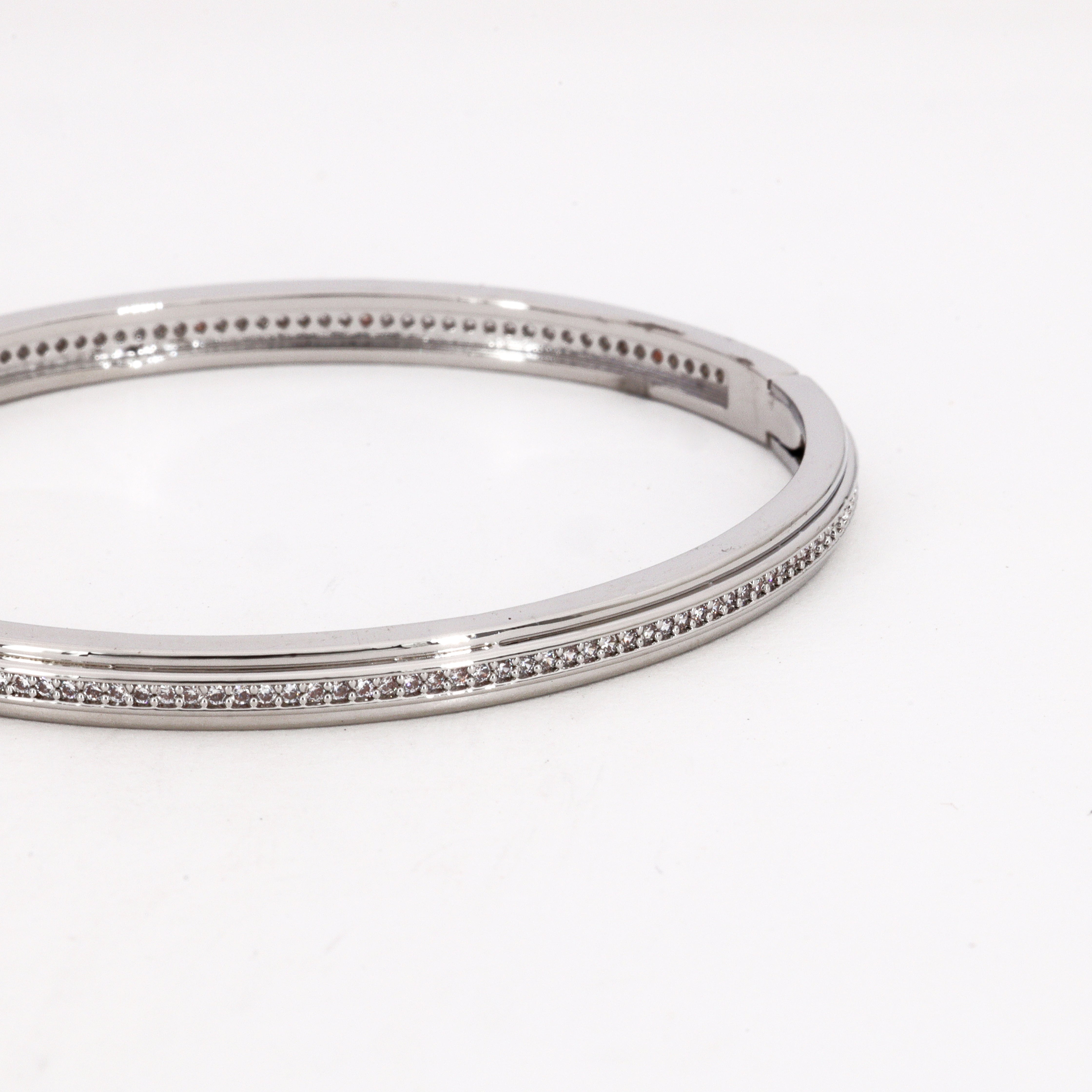 Silver Tone Single Row Pave Bracelet