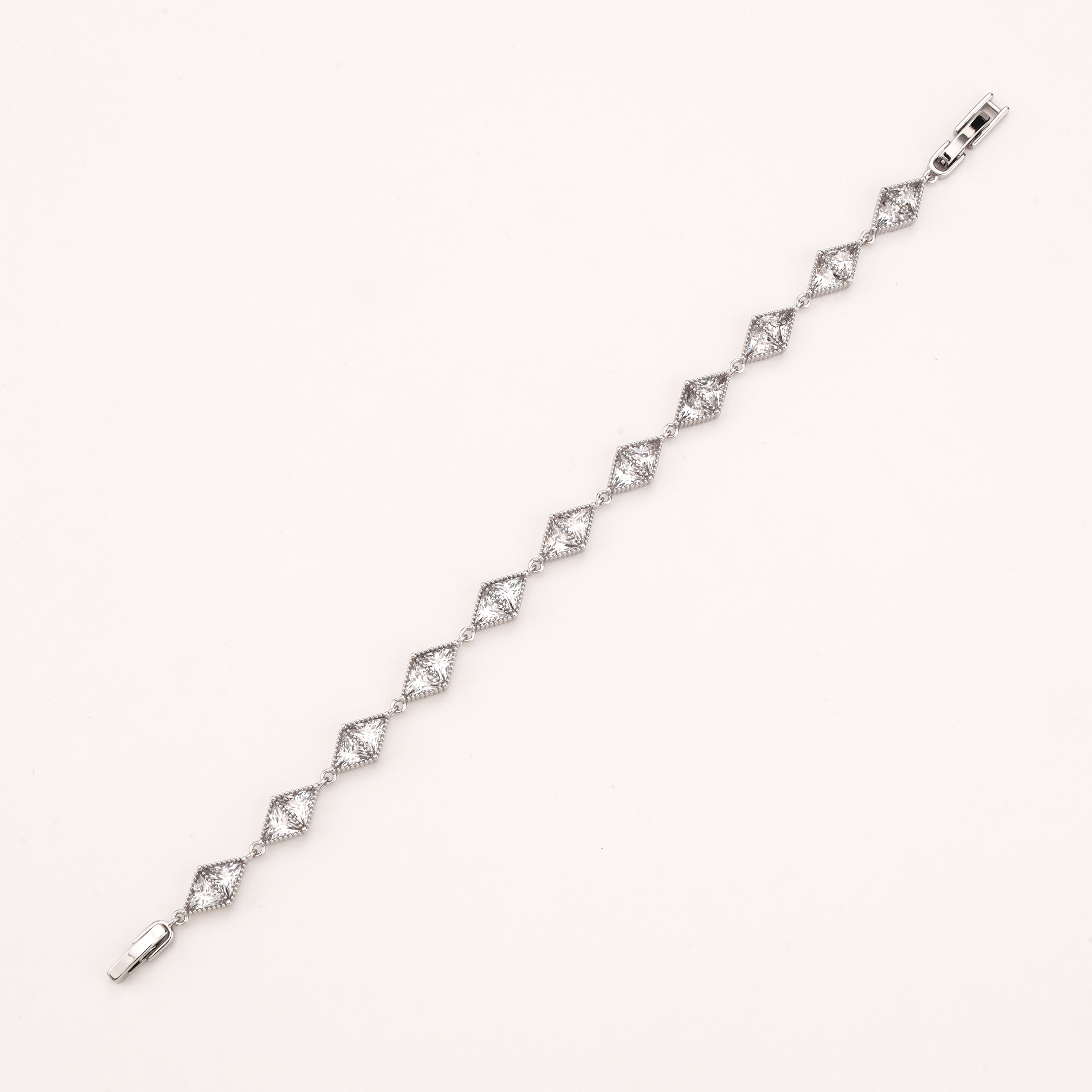 Alessia silver-tone bracelet with clear kite-cut crystal stones and geometric linked detailing
