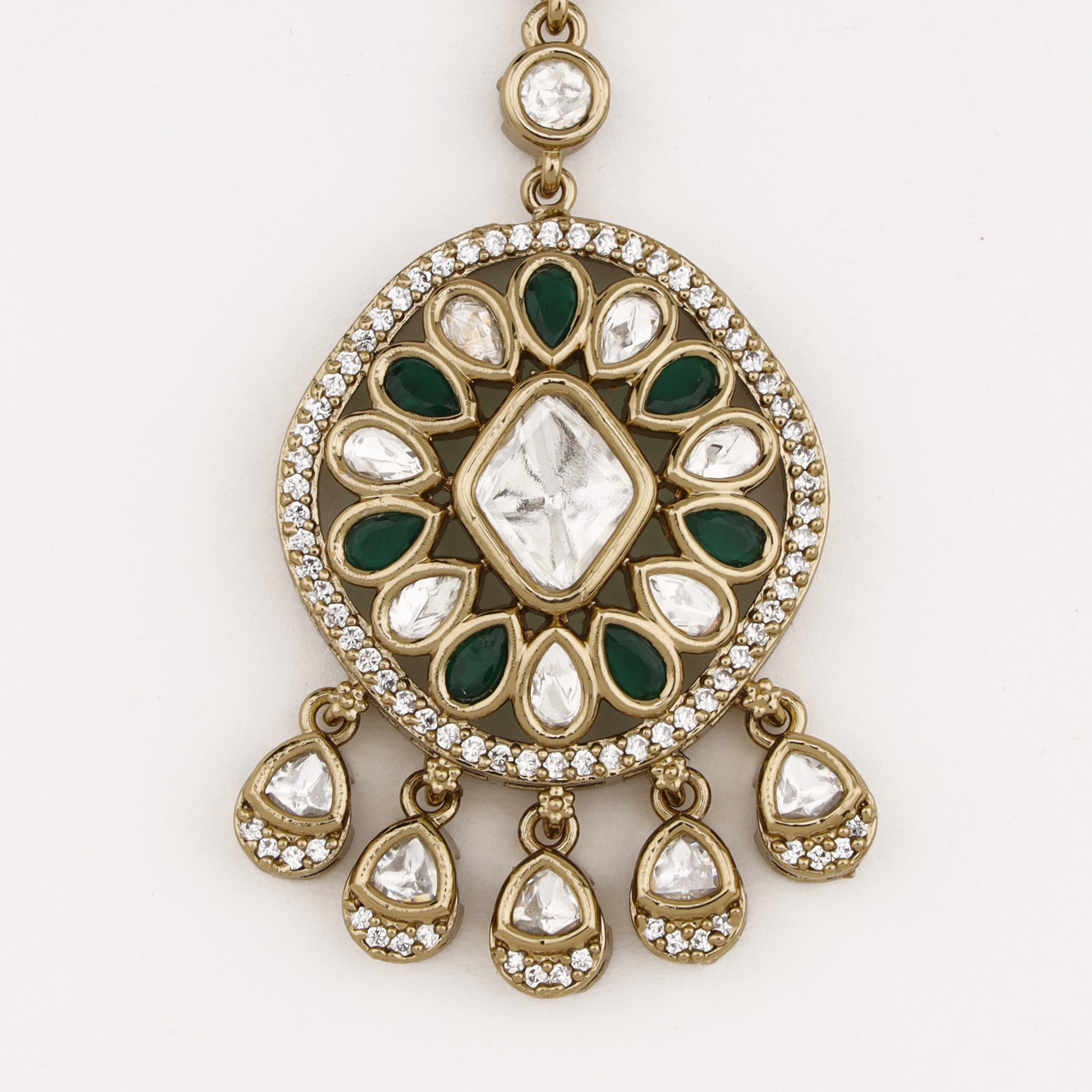 Emerald Bloom Crystal Maang Tika