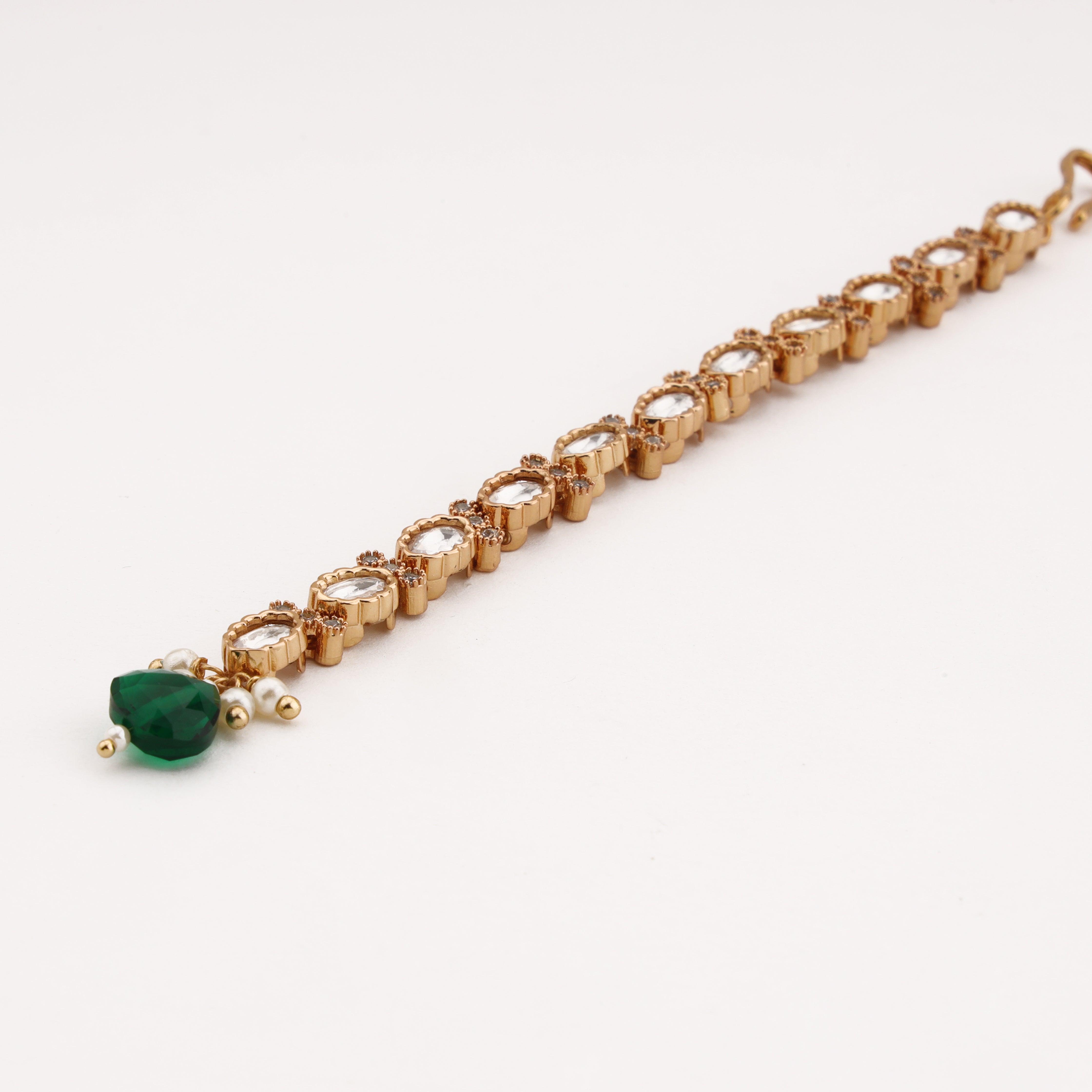 Emerald Drop Crystal Maang Tika