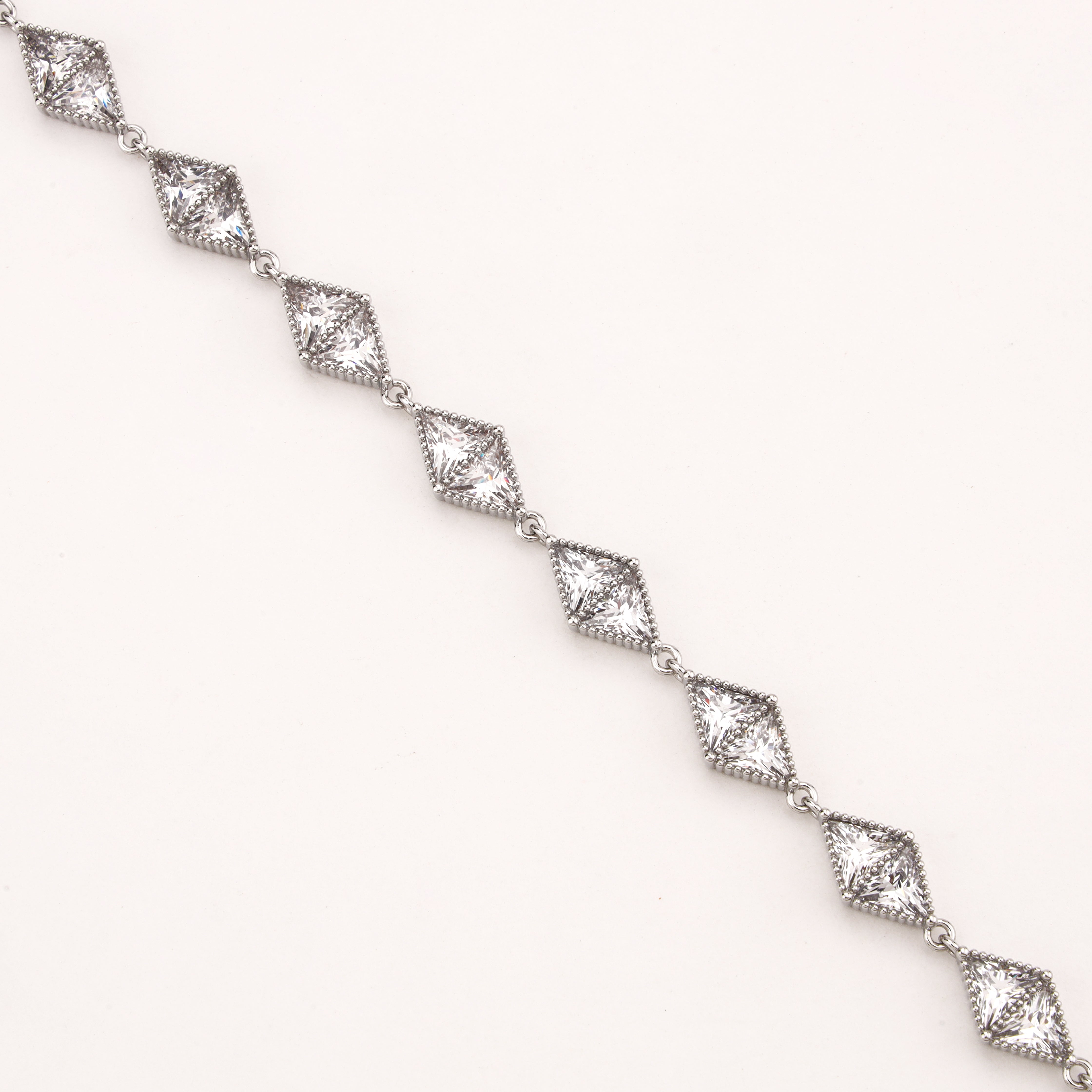 Alessia silver-tone bracelet with clear kite-cut crystal stones and geometric linked detailing