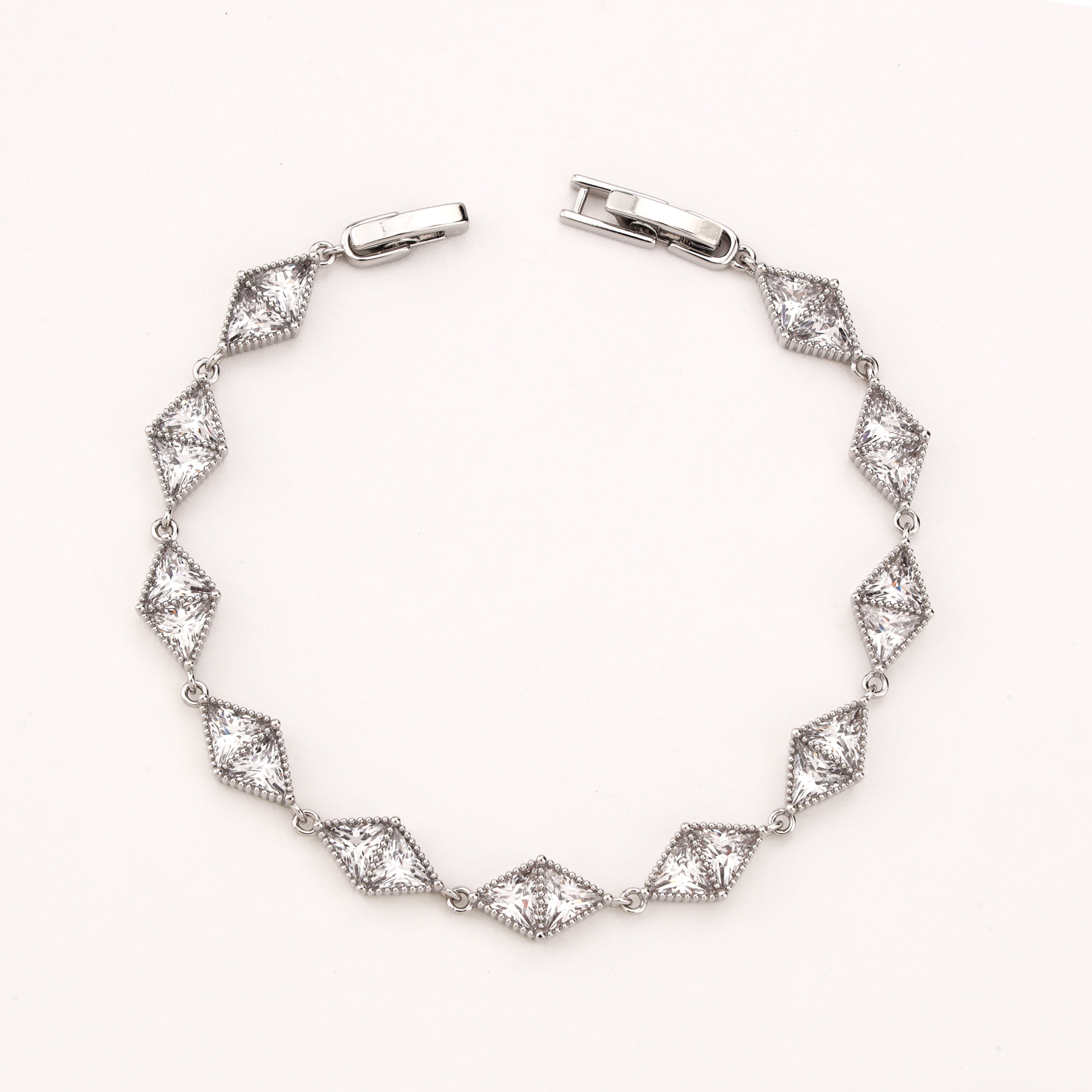 Alessia silver-tone bracelet with clear kite-cut crystal stones and geometric linked detailing