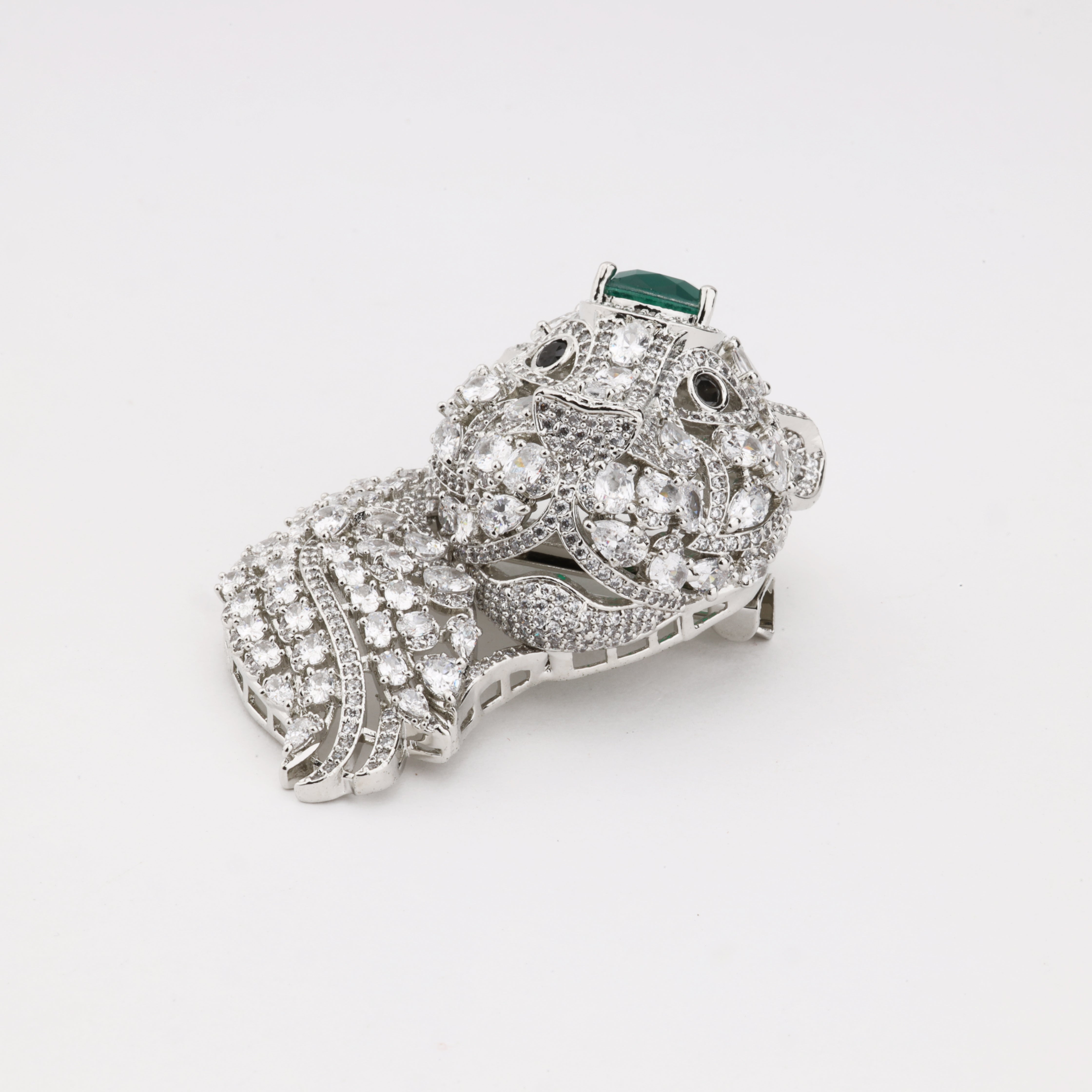 Emerald Panther Majesty Crystal Statement Brooch