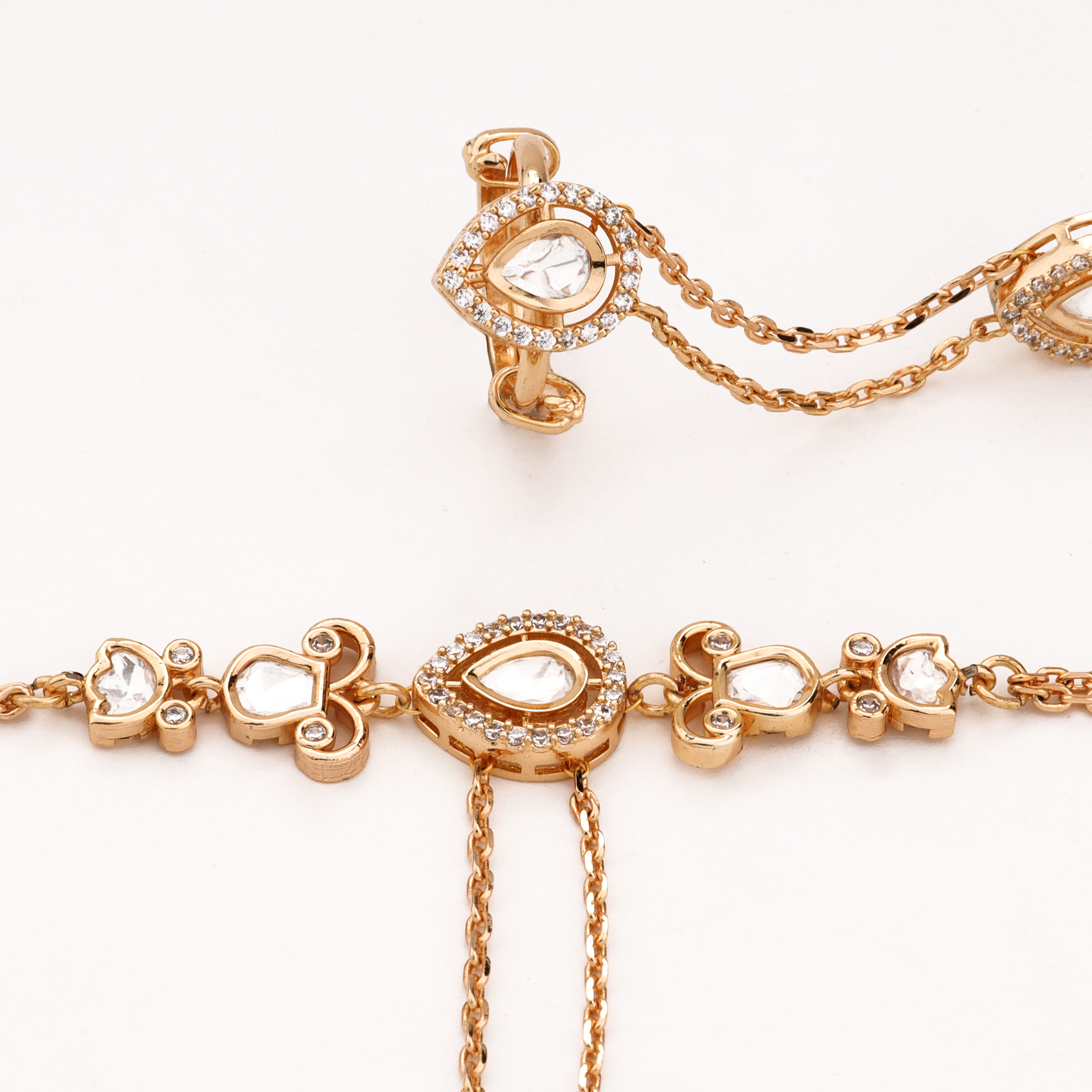 Rose Gold Teardrop Double Chain Pocha