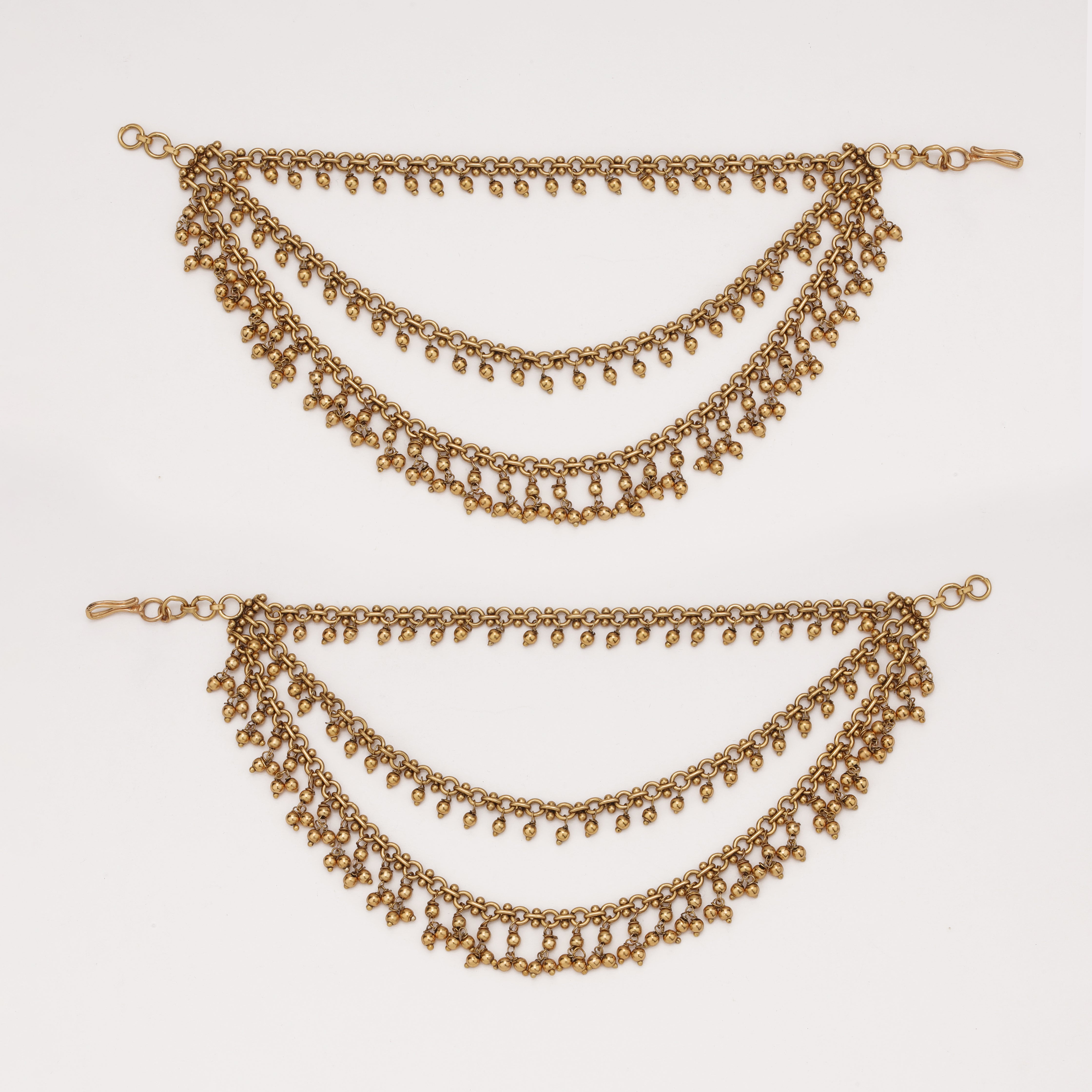 Royal Ghunghru Cascade antique gold ear chain for women by US Catalog