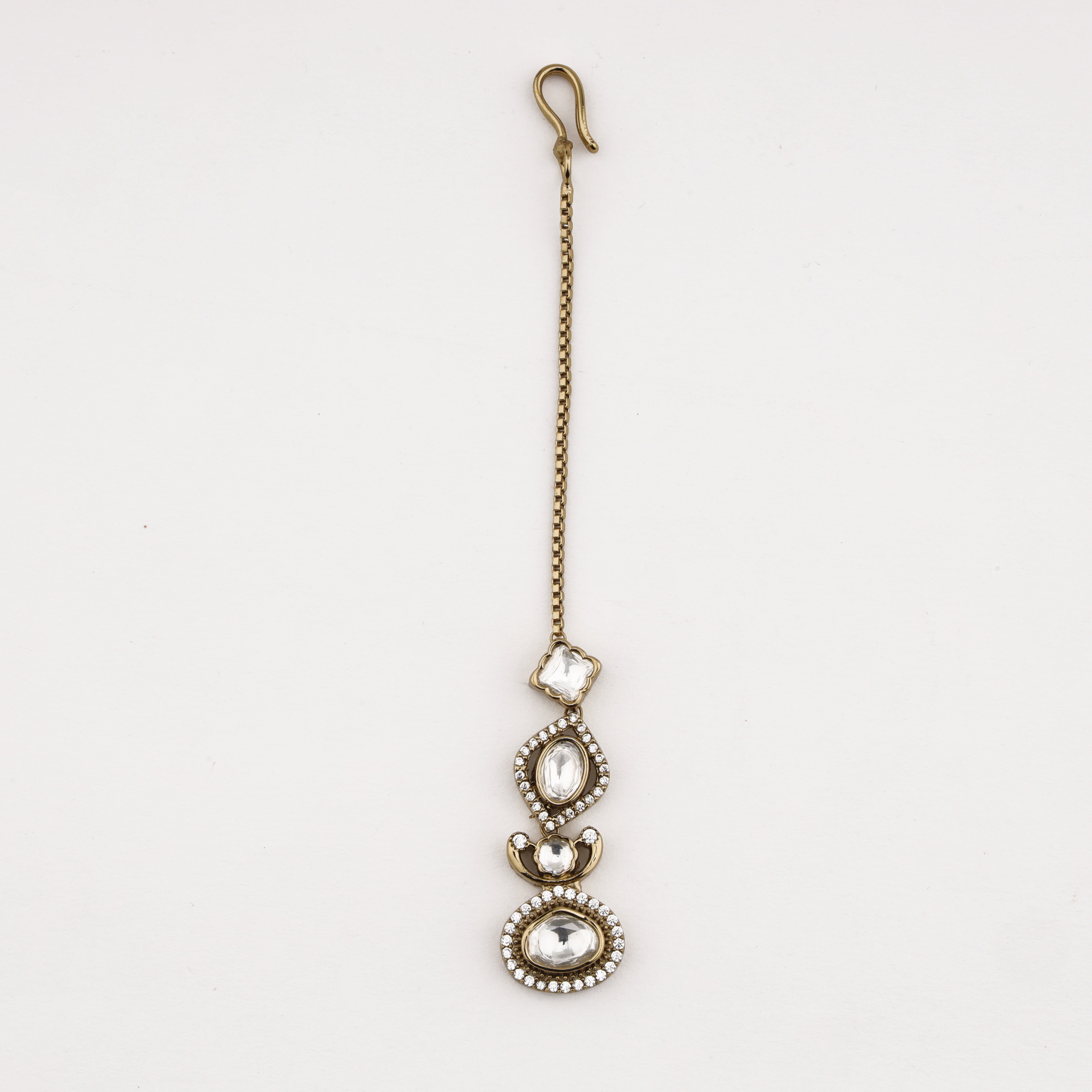 Classic Crystal Solitaire Maang Tika with sparkling crystal stones by US Catalog