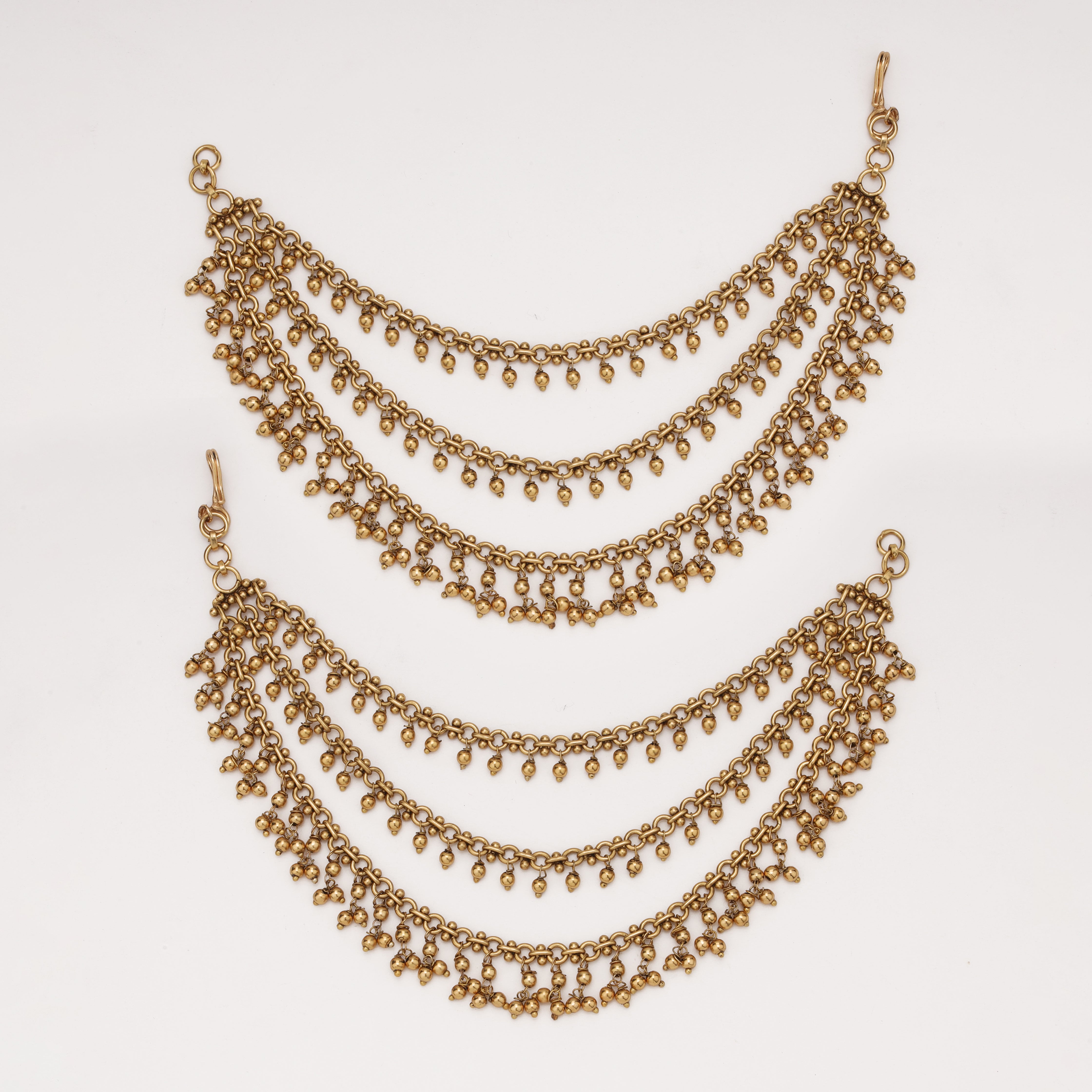 Royal Ghunghru Cascade antique gold ear chain for women by US Catalog