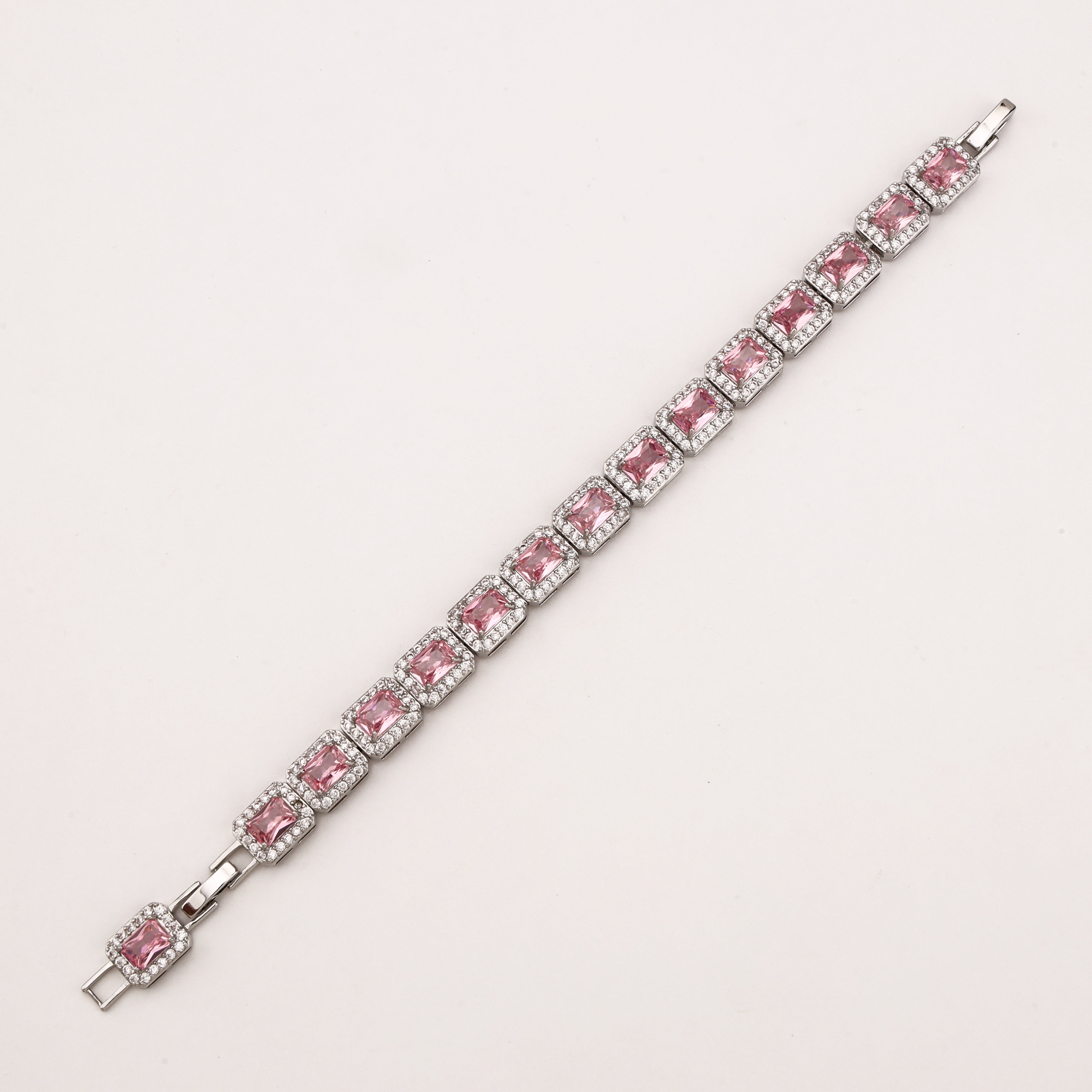 Marbella Pink Radiant Halo Crystal Tennis Bracelet