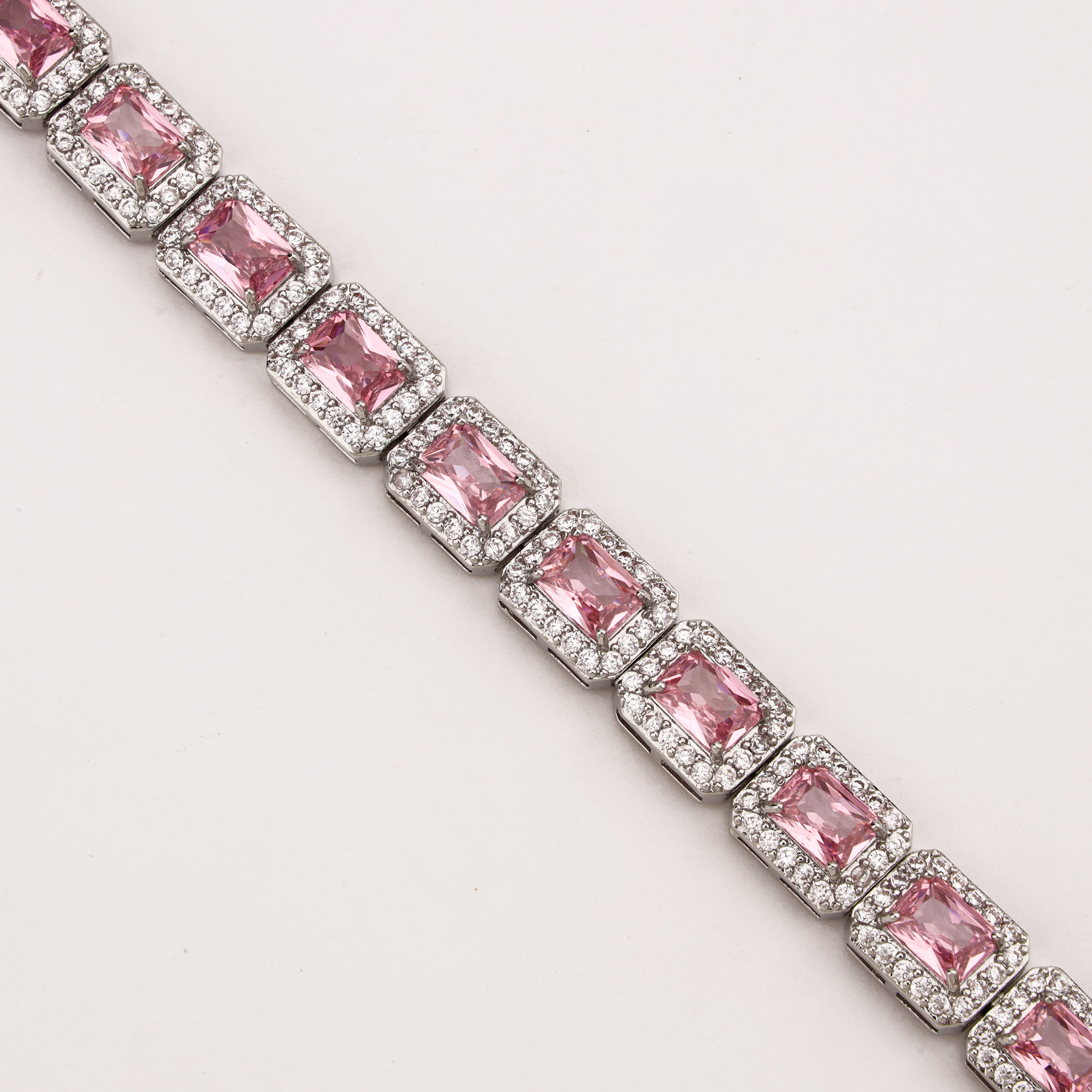 Marbella Pink Radiant Halo Crystal Tennis Bracelet