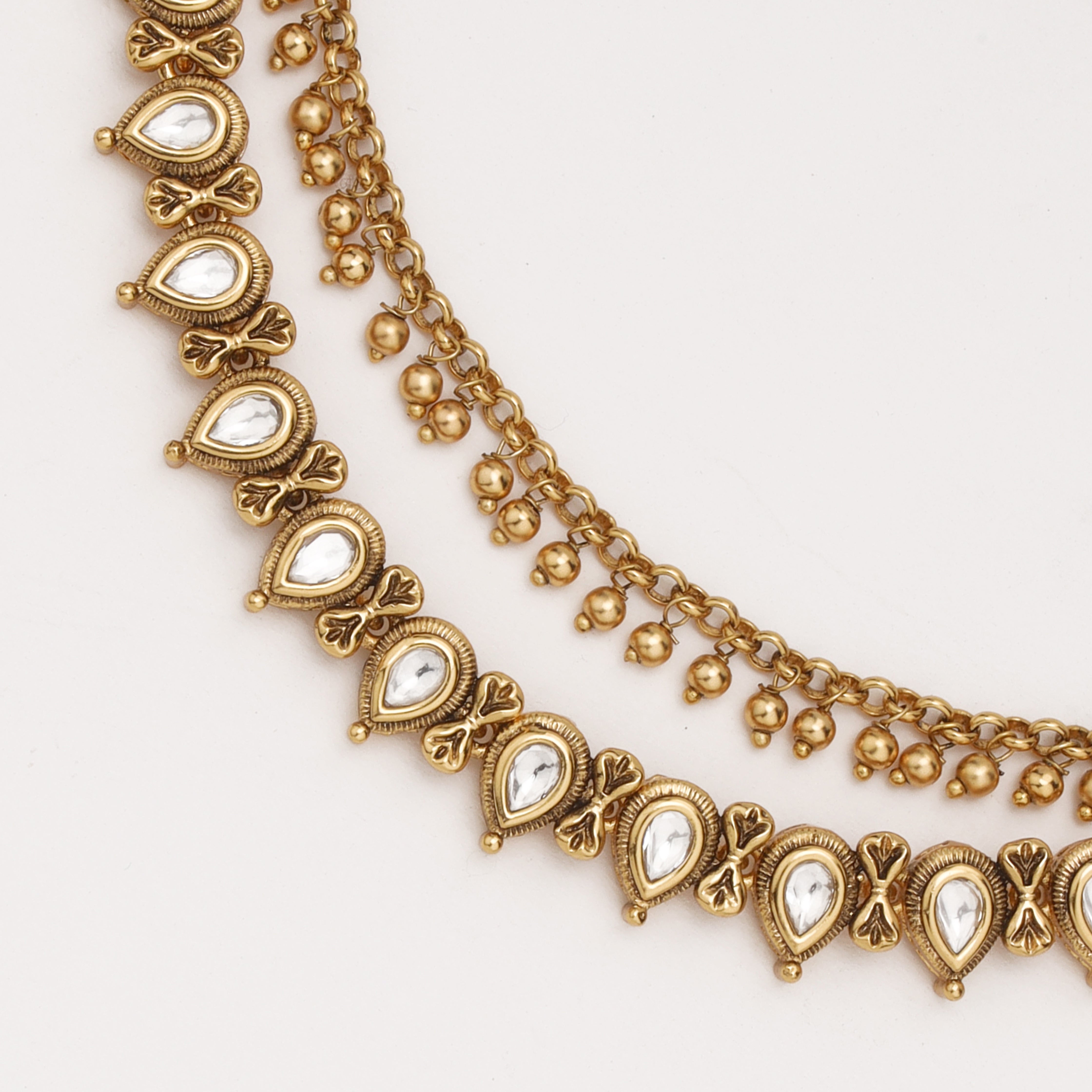 Rajwadi Pearl Teardrop antique gold ear chain for women by US Catalog