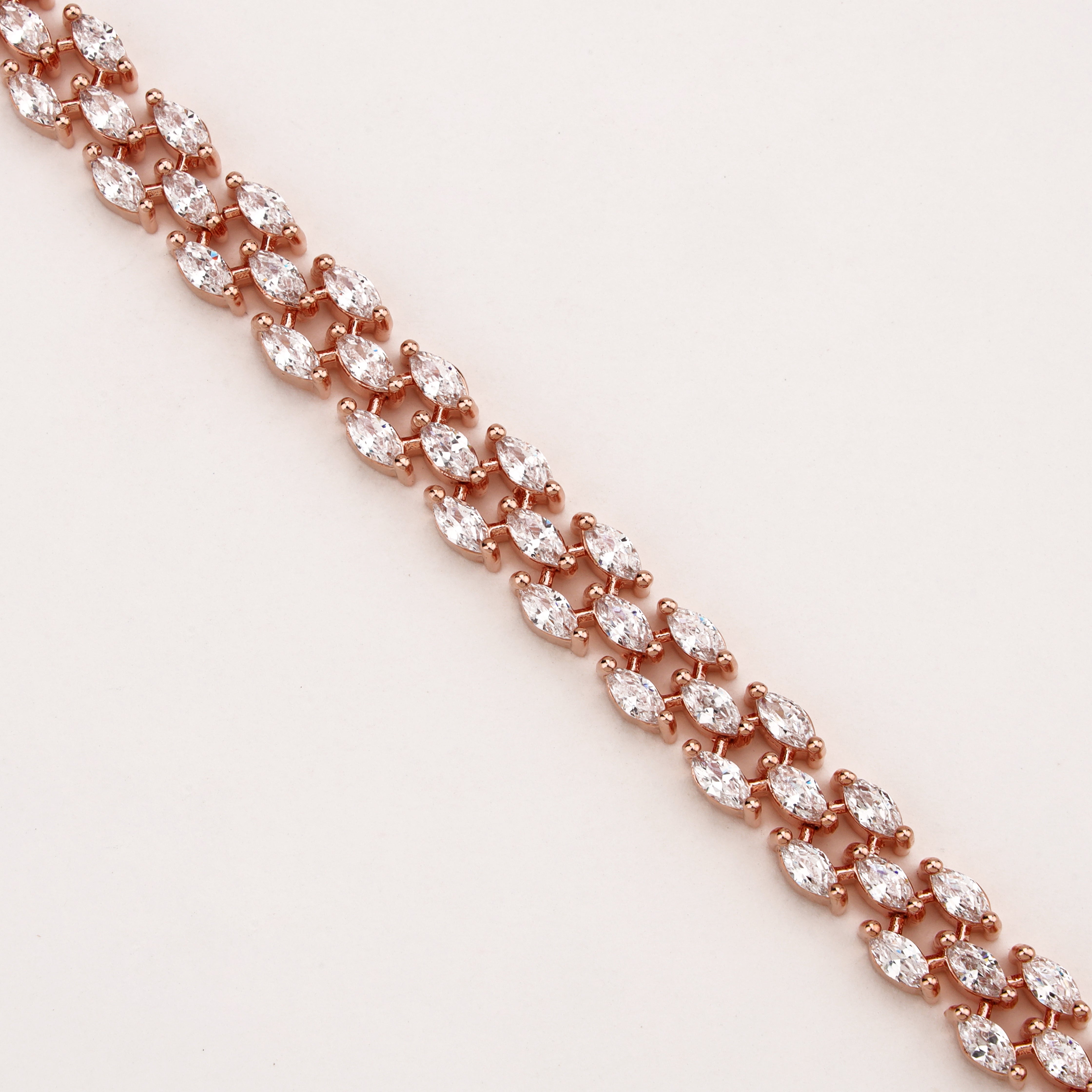 Rose Gold Marquise Crystal Tennis Bracelet