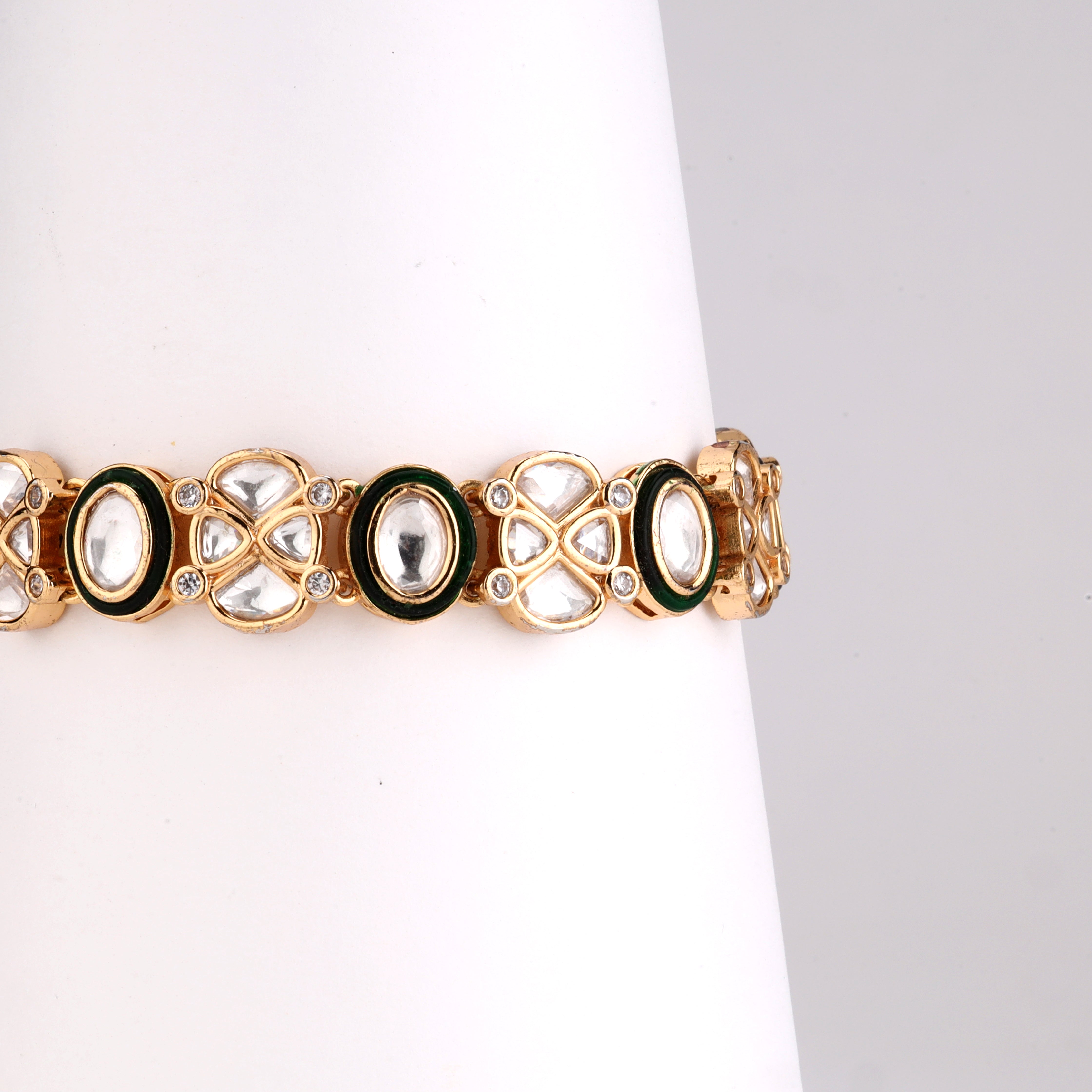 Meenakari Border Floral Kundan Articulated Traditional Bracelet