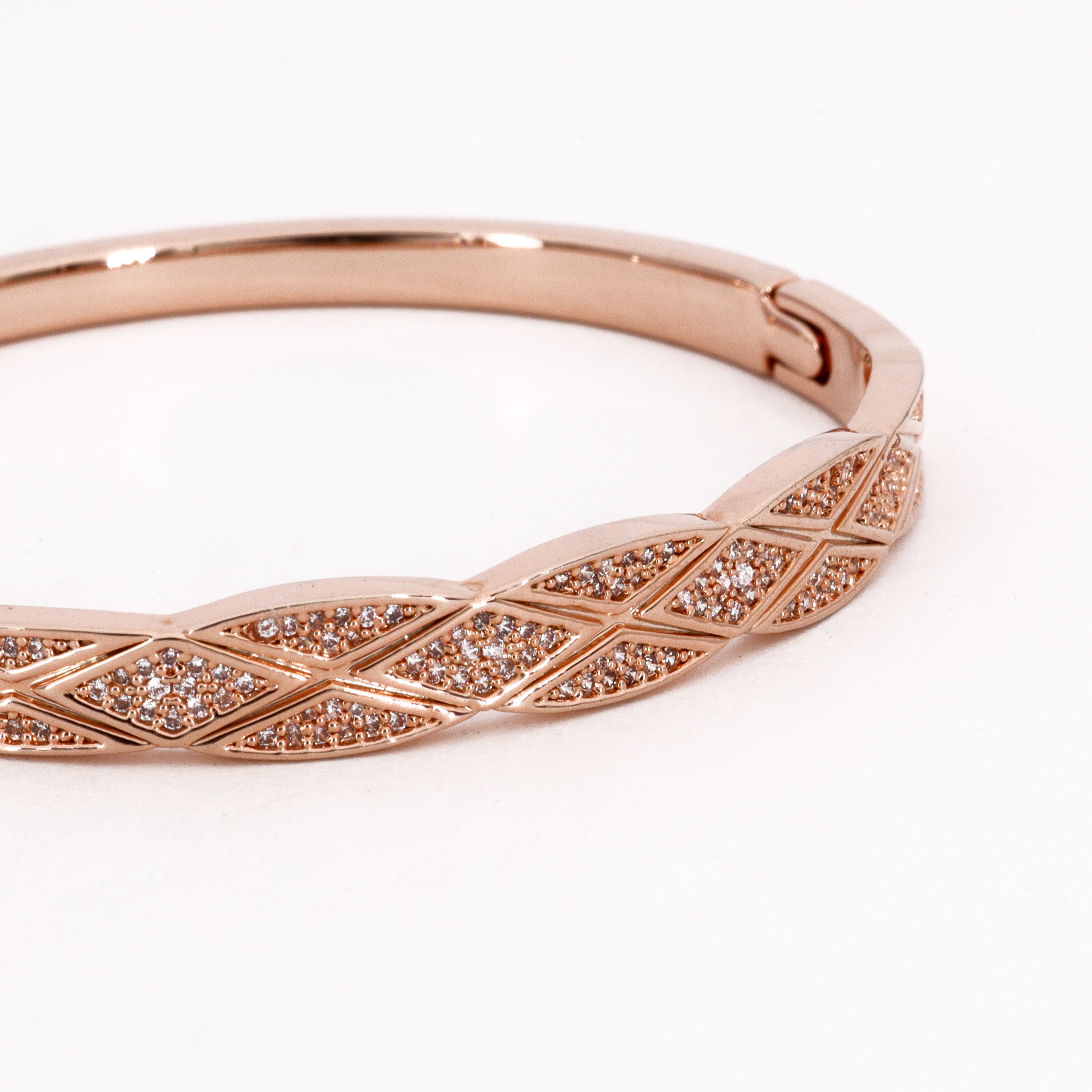 Silver Tara Stone Elegant Bangles Bracelet in Rose gold tone