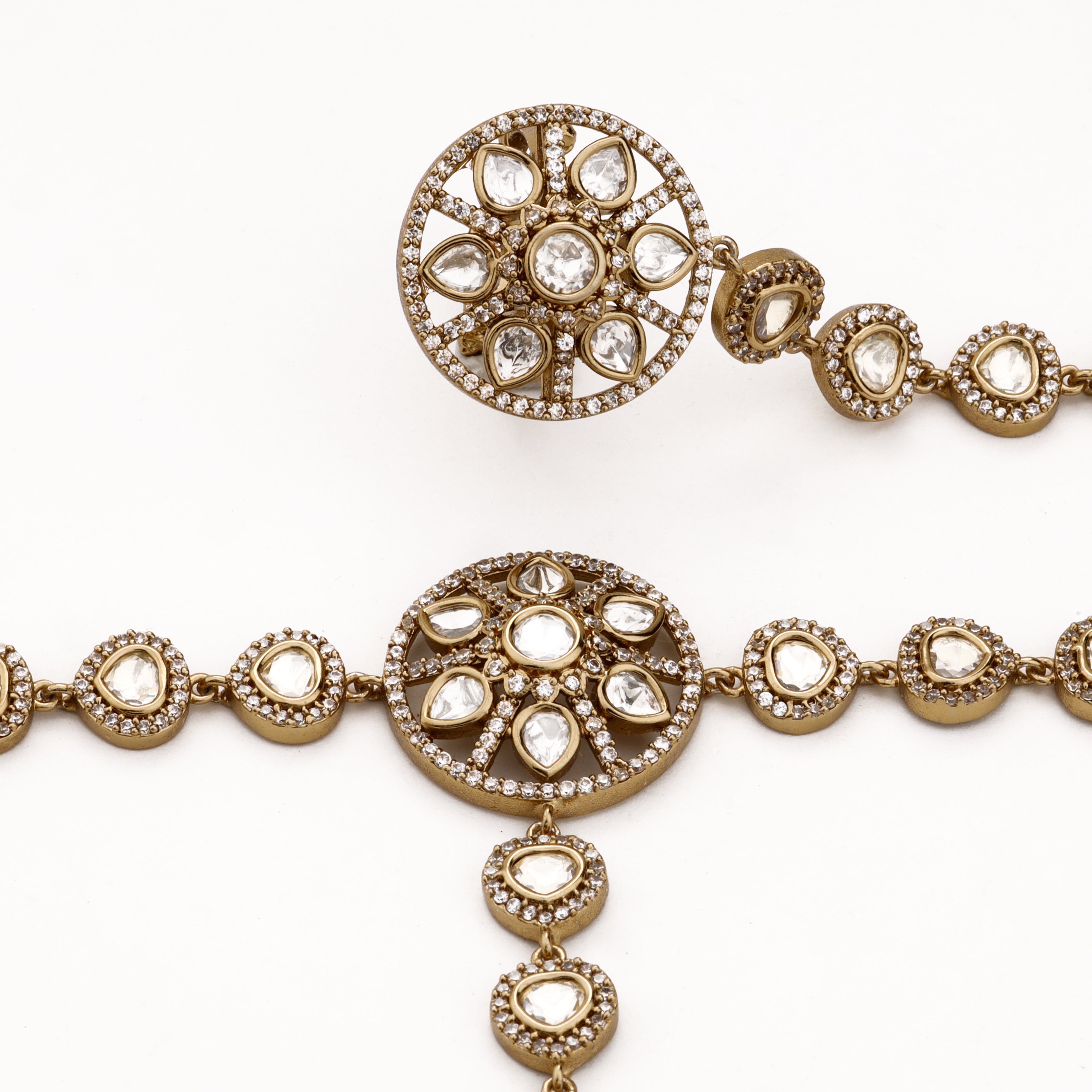 Circular Floral Halo Kundan Hathphool