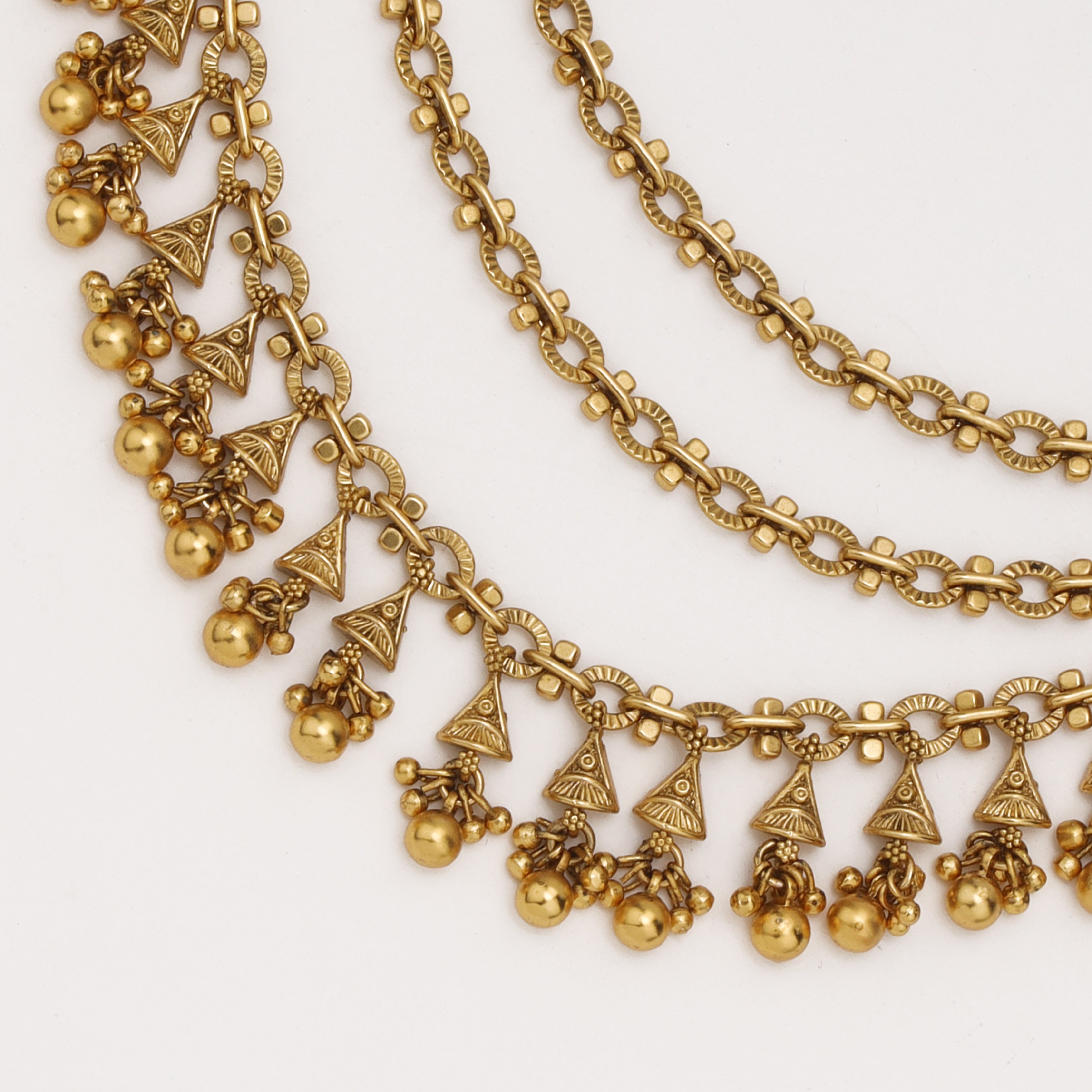 Rajwadi Triangle Ghunghru antique gold ear chain by US Catalog