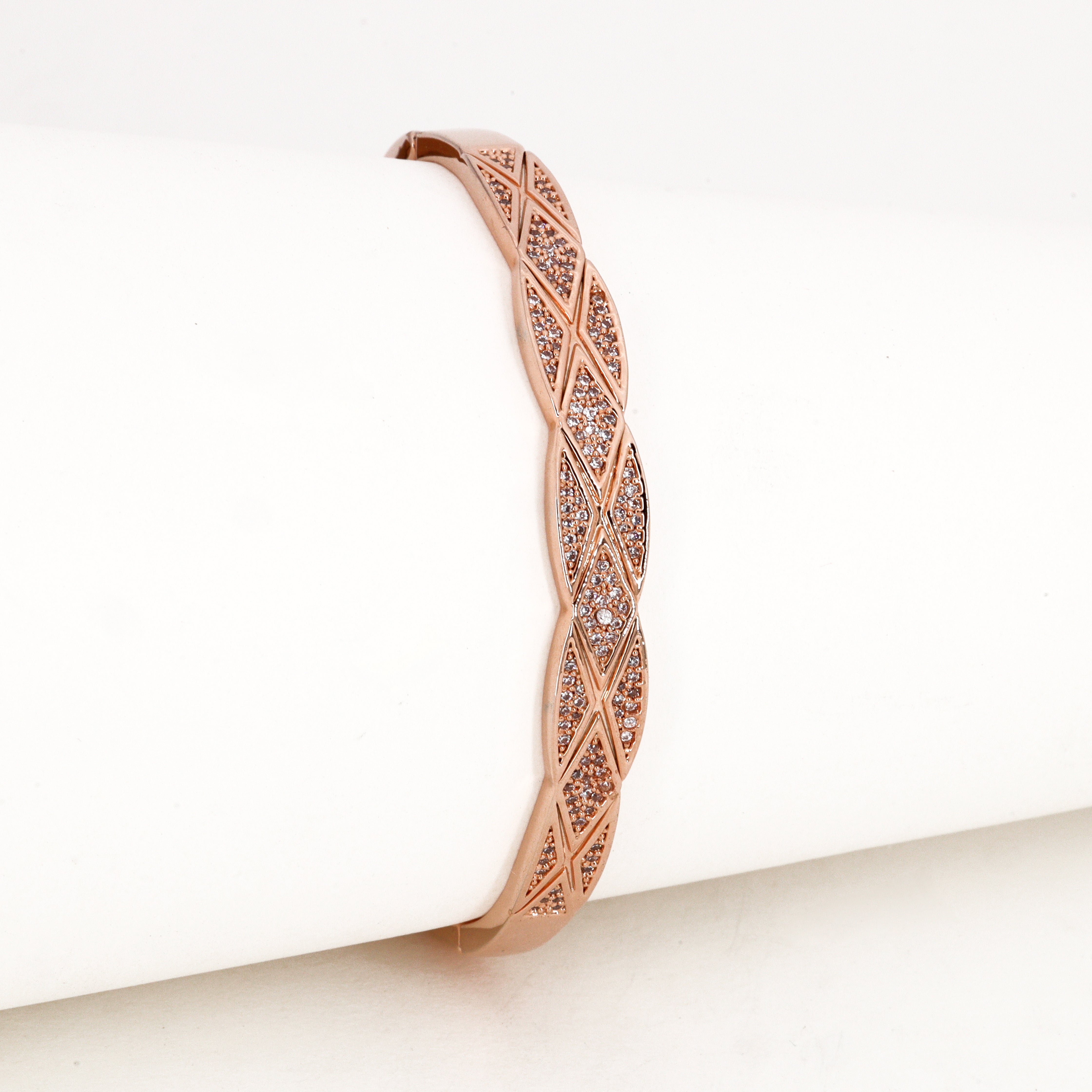 Silver Tara Stone Elegant Bangles Bracelet in Rose gold tone