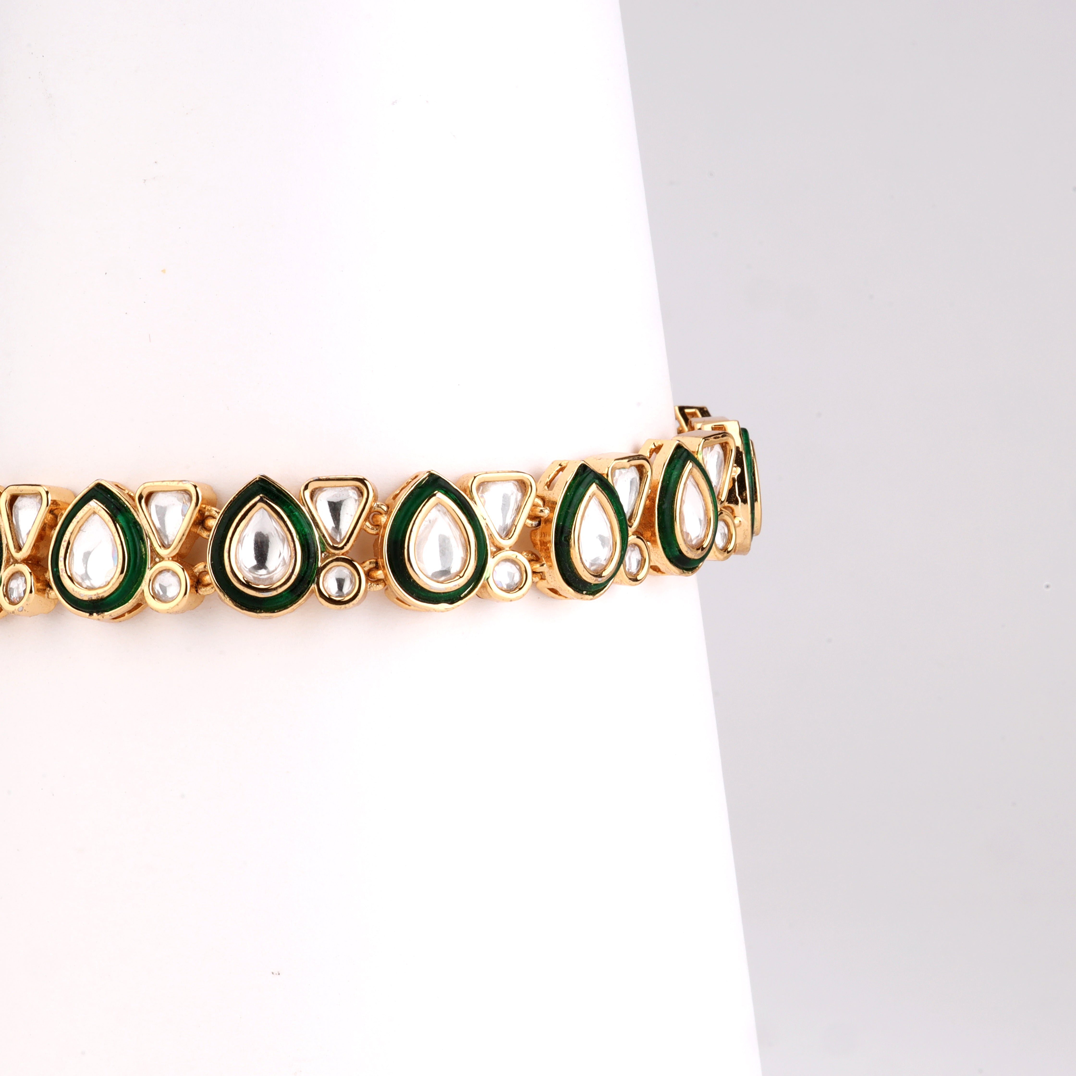 Meenakari Border Teardrop Kundan Articulated Traditional Bracelet