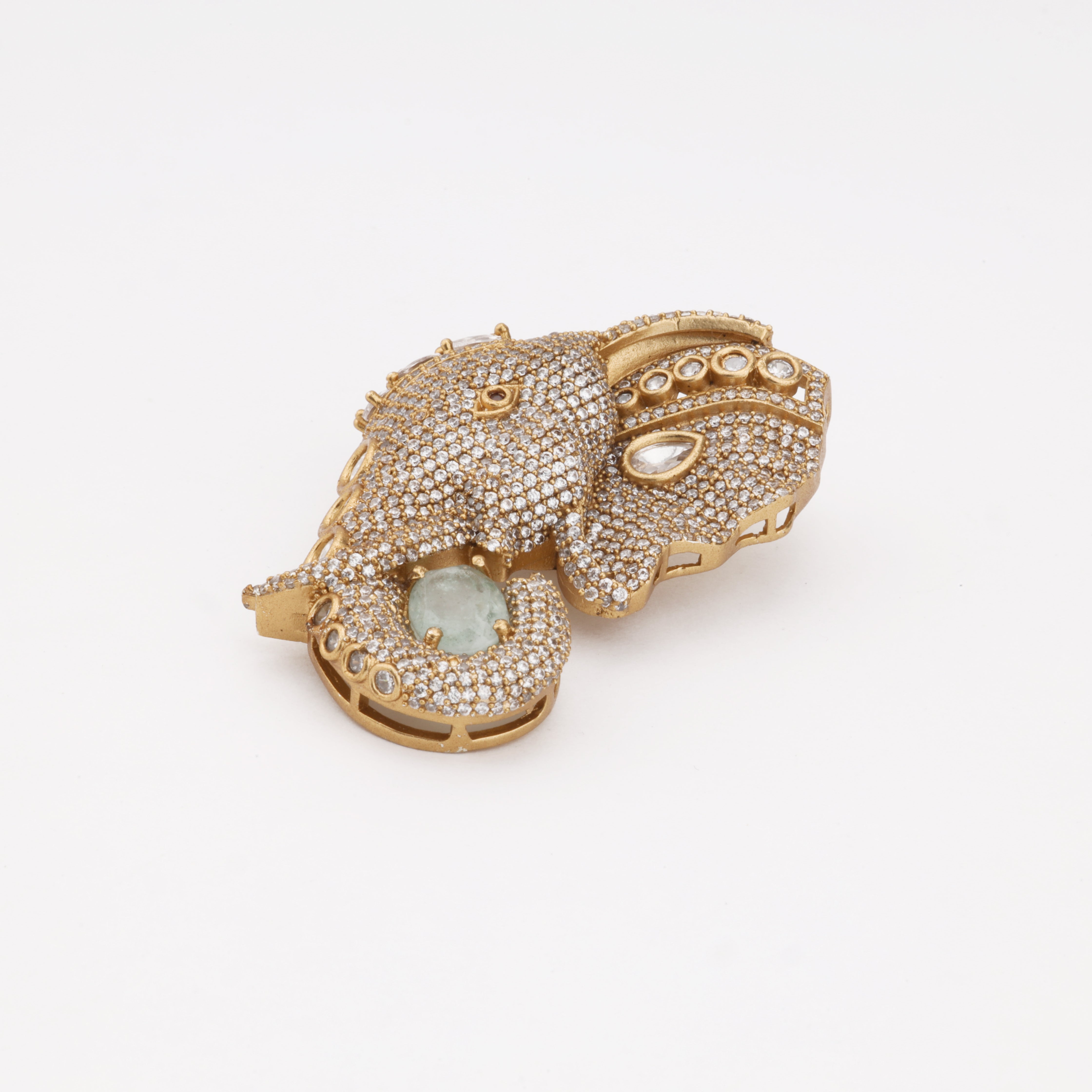 Royal Ivory Crest Elephant Crystal Designer Brooch