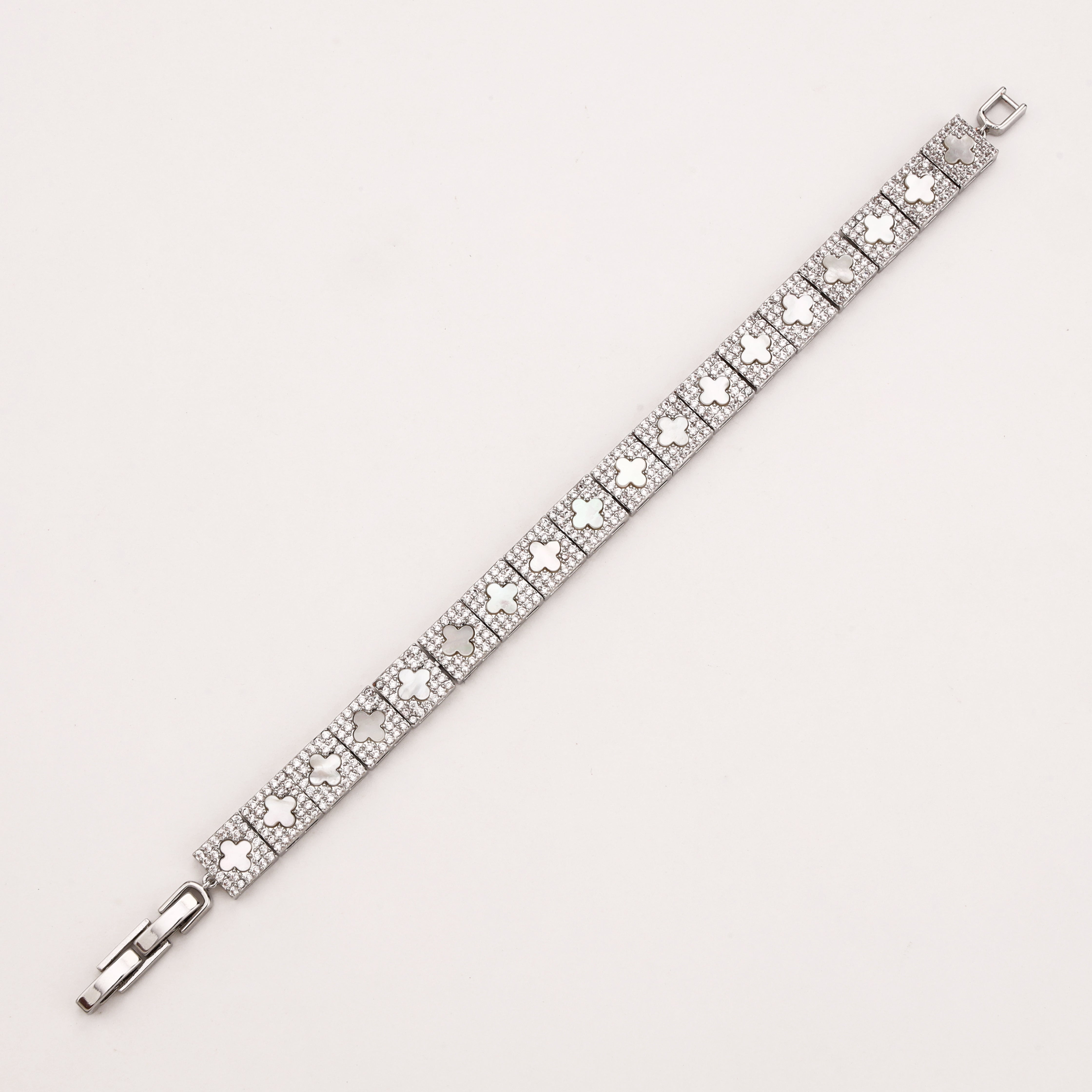 Silver-tone Clover Tennis Bracelet