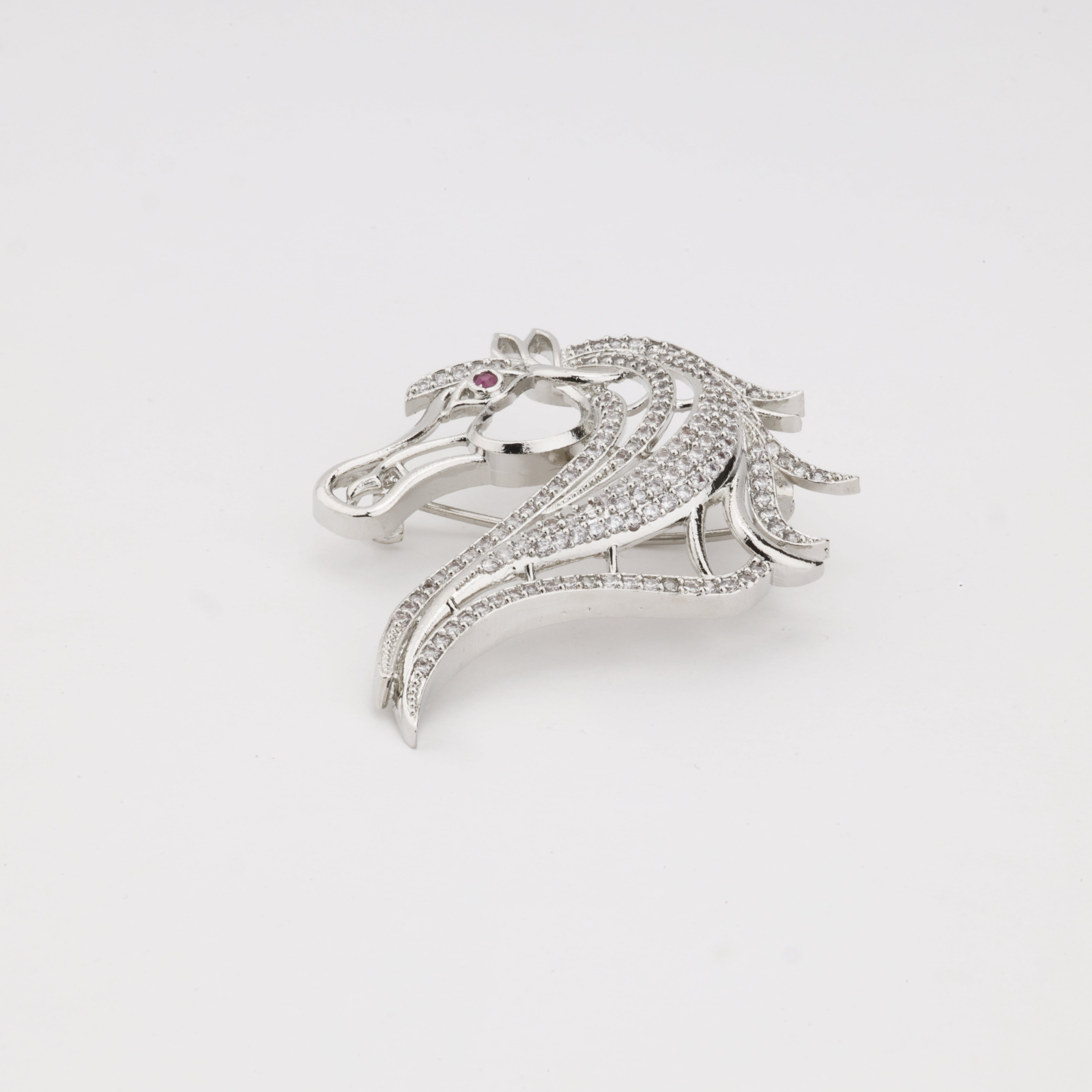 Regal Stallion Crystal Horse Brooch Pin