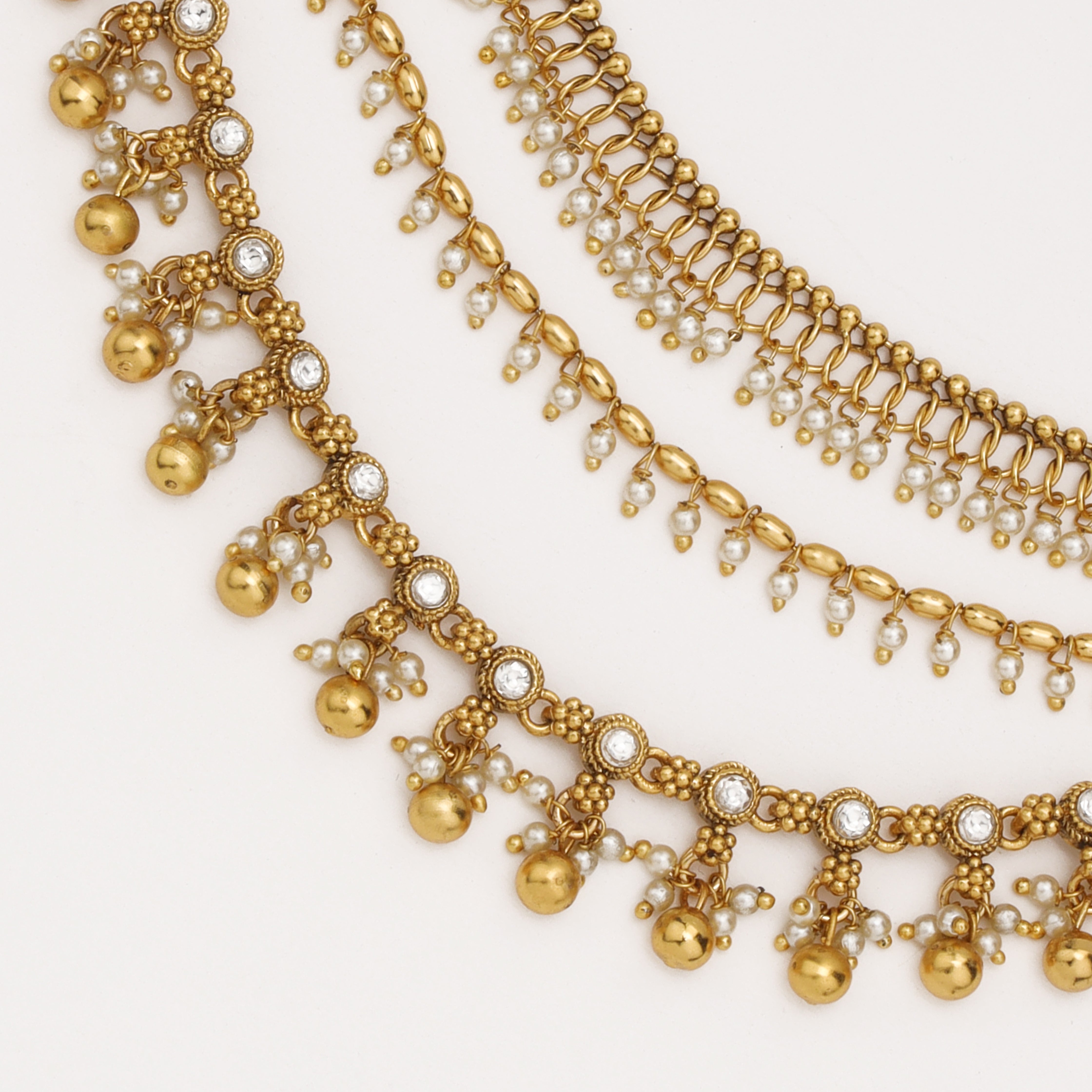 Royal Pearl Drape antique gold ear chain by US Catalog